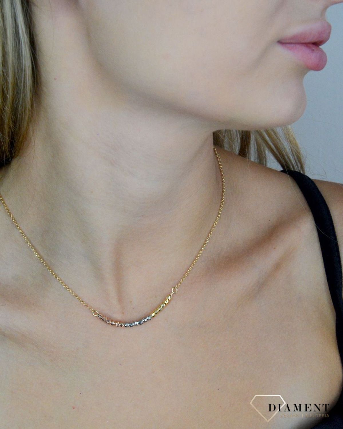 Srebrny naszyjnik damski 925 pozłacana celebrytka z kuleczkami DIA-NSZ-11775-925 (3).jpg