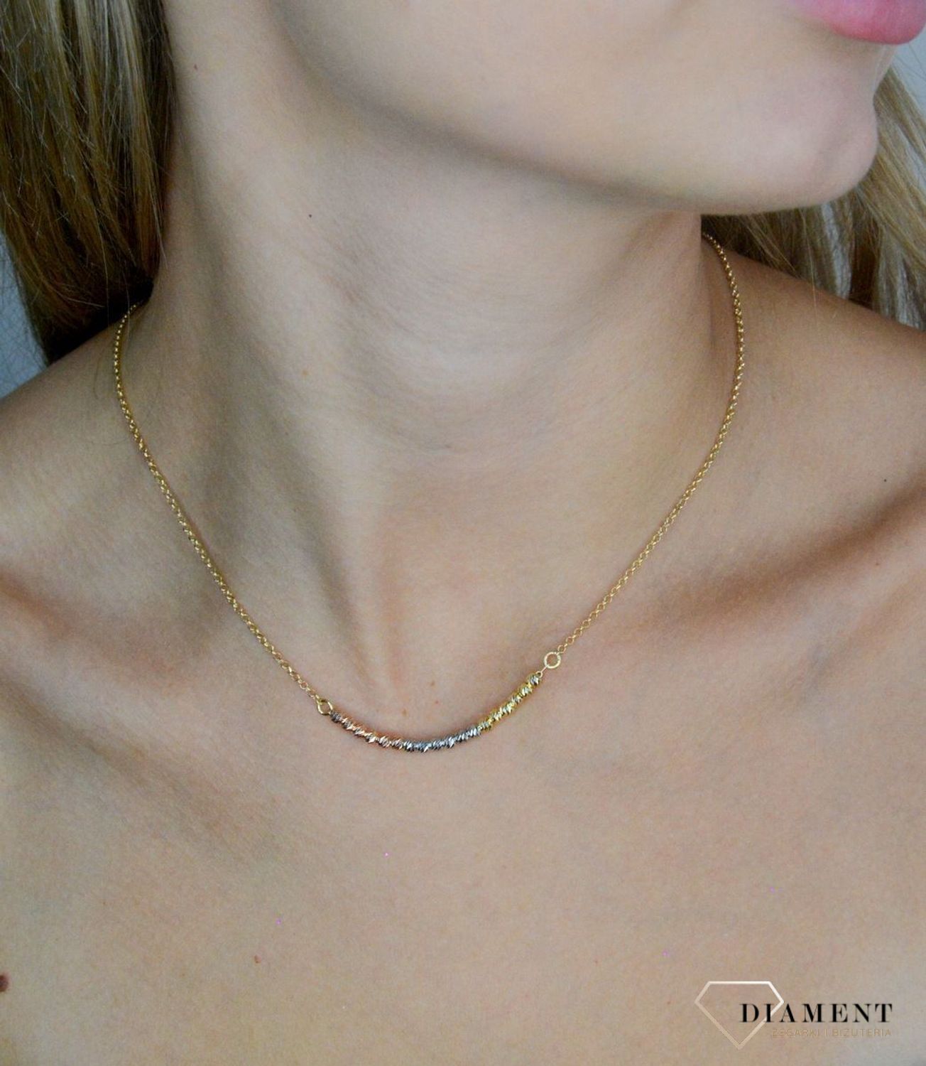 Srebrny naszyjnik damski 925 pozłacana celebrytka z kuleczkami DIA-NSZ-11775-925 (3).jpg