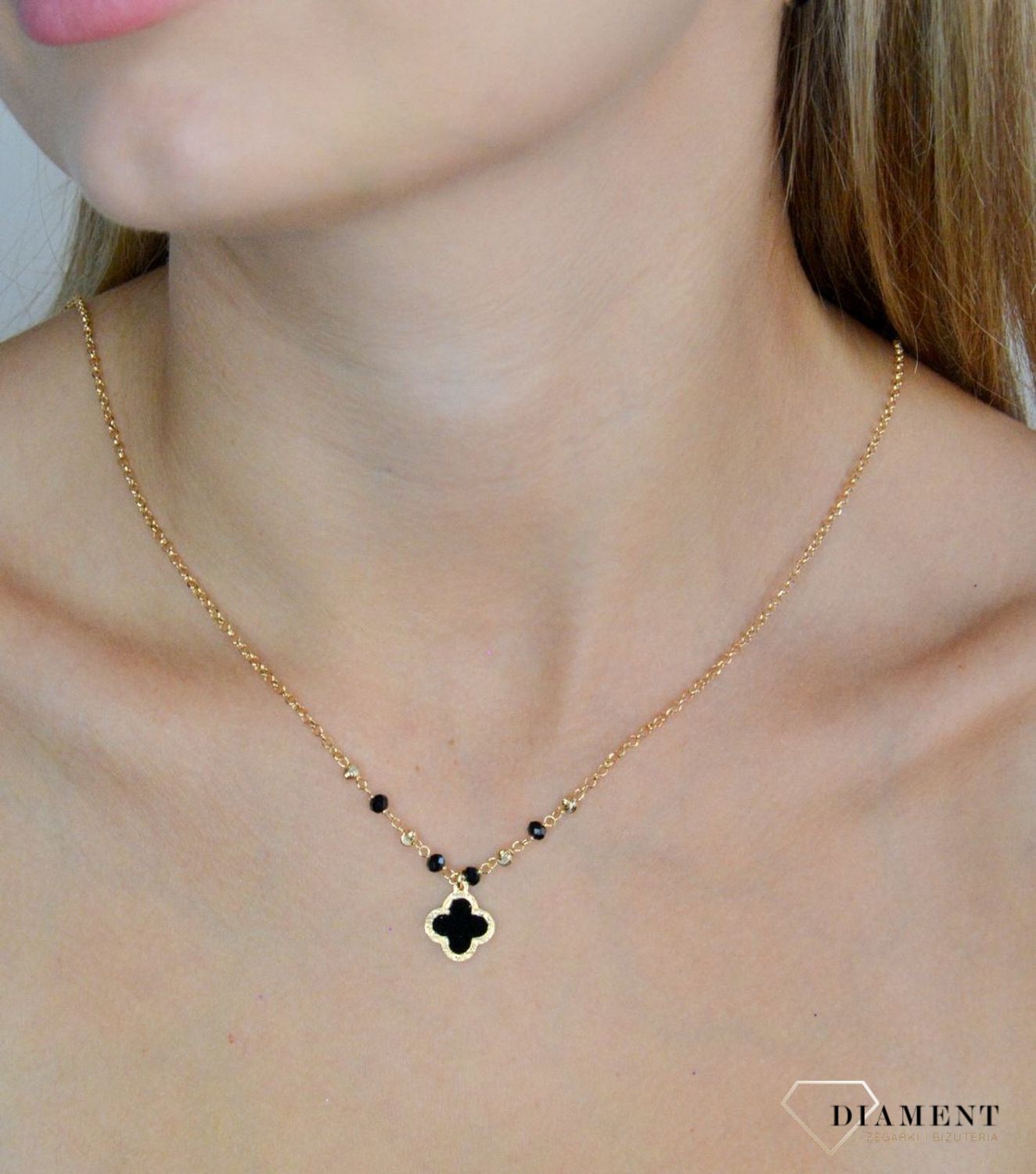 Srebrny naszyjnik damski 925 pozłacana celebrytka z koniczyną DIA-NSZ-11776-925 (2).jpg