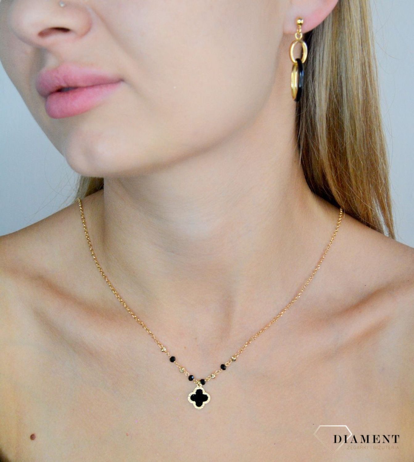 Srebrny naszyjnik damski 925 pozłacana celebrytka z koniczyną DIA-NSZ-11776-925 (2).jpg