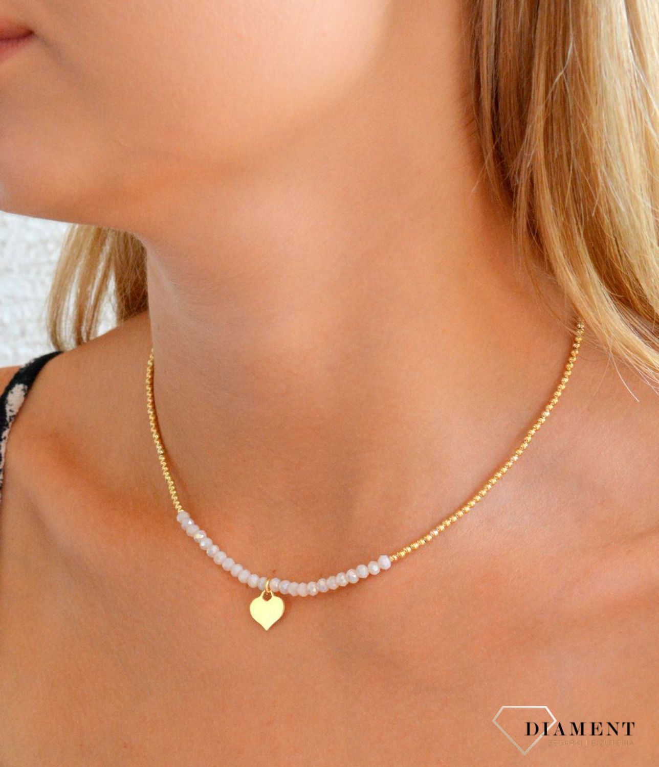 Srebrny naszyjnik damski 925 pozłacane kuleczki z kamieniami i sercem DIA-NSZ-11777-925 (2).jpg