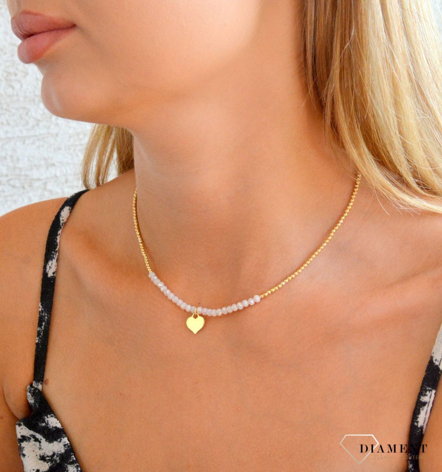 Srebrny naszyjnik damski 925 pozłacane kuleczki z kamieniami i sercem DIA-NSZ-11777-925 (2).jpg