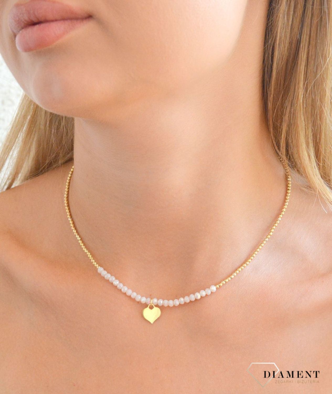 Srebrny naszyjnik damski 925 pozłacane kuleczki z kamieniami i sercem DIA-NSZ-11777-925 (2).jpg