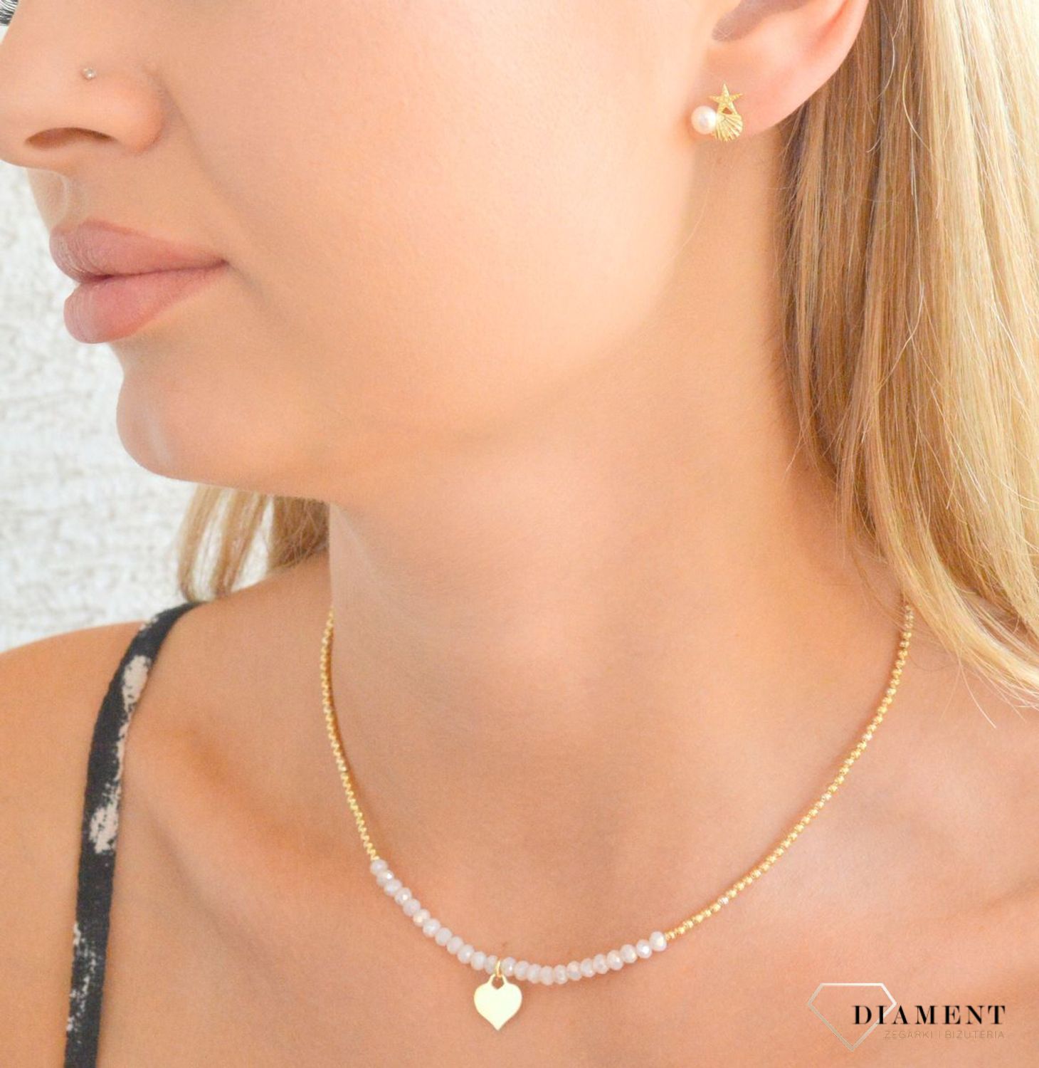 Srebrny naszyjnik damski 925 pozłacane kuleczki z kamieniami i sercem DIA-NSZ-11777-925 (2).jpg