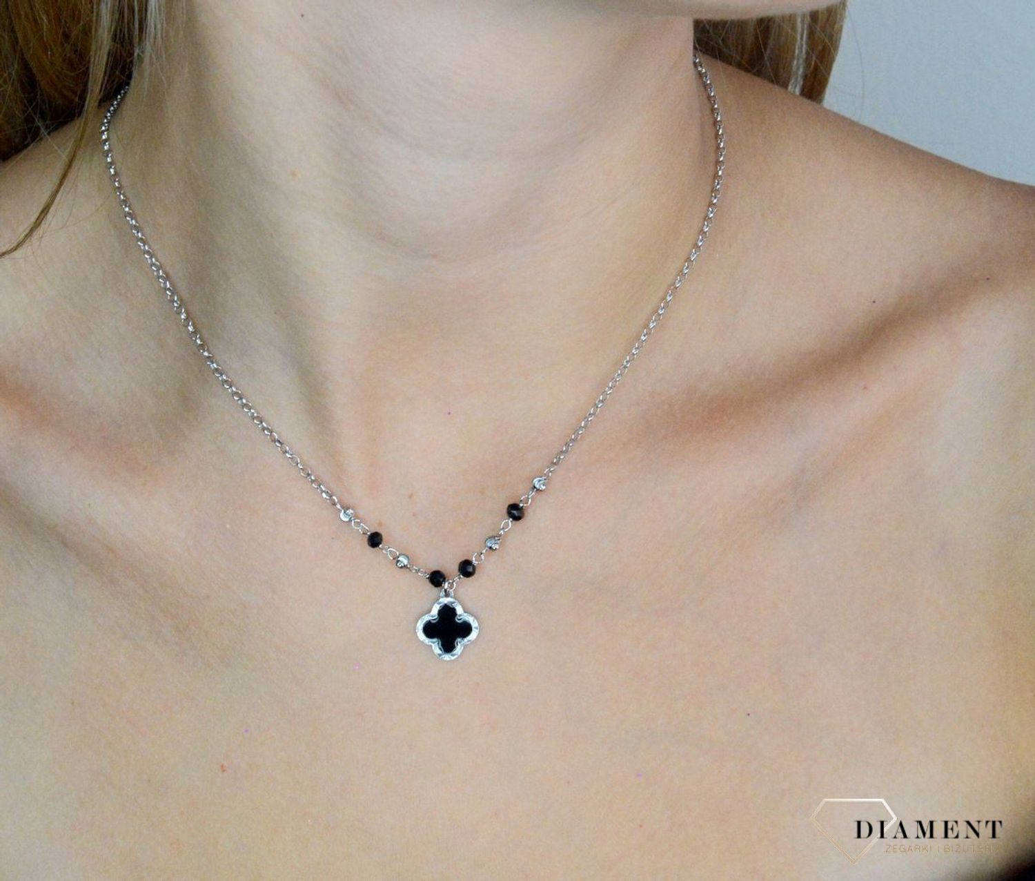 Srebrny naszyjnik damski 925 celebrytka z koniczyną DIA-NSZ-11778-925 (2).jpg