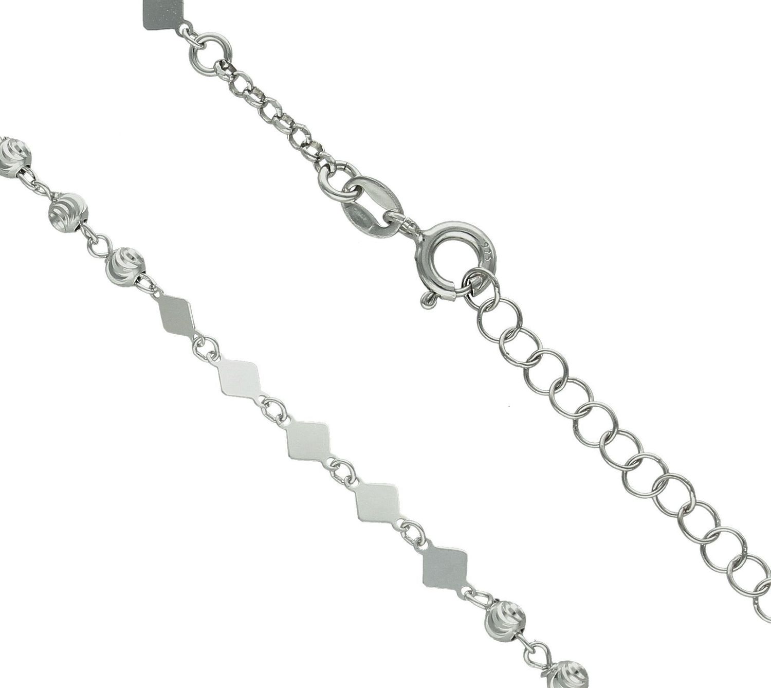 Srebrny naszyjnik damski 925 ozdobny łańcuszek z kuleczek i kwadratów DIA-NSZ-11779-925 (2).jpg