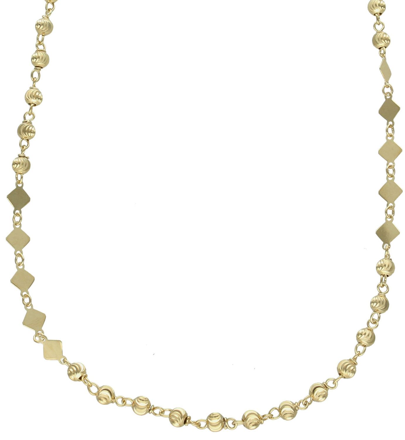 Srebrny naszyjnik damski 925 ozdobny łańcuszek z kuleczek i kwadratów pokryty złotem DIA-NSZ-11785-9 (1).jpg