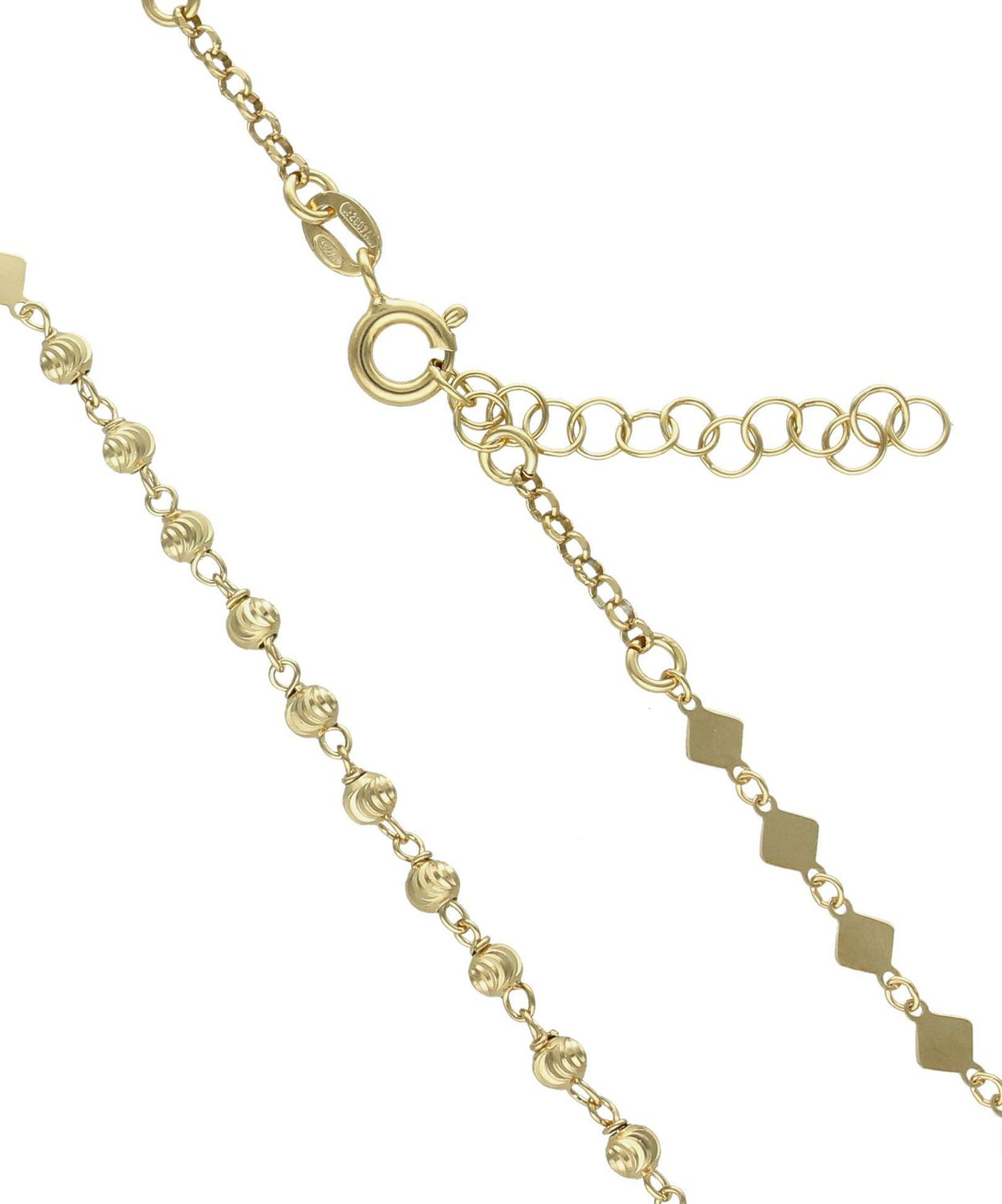 Srebrny naszyjnik damski 925 ozdobny łańcuszek z kuleczek i kwadratów pokryty złotem DIA-NSZ-11785-9 (1).jpg