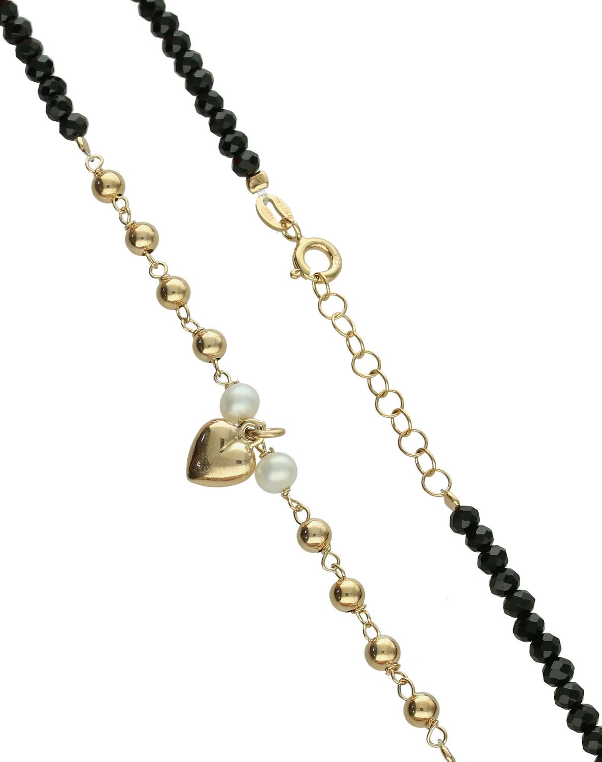 Srebrny naszyjnik damski 925 czarno-złoty z perełkami i sercem DIA-NSZ-11786-925 (2).jpg