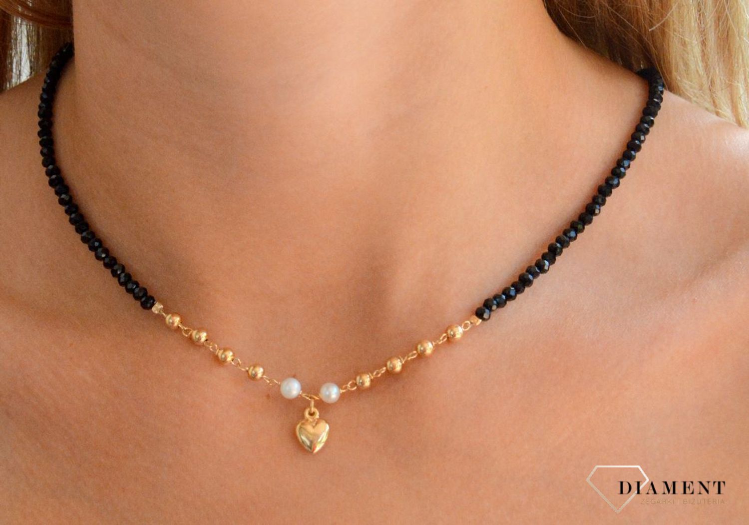 Srebrny naszyjnik damski 925 czarno-złoty z perełkami i sercem DIA-NSZ-11786-925 (2).jpg