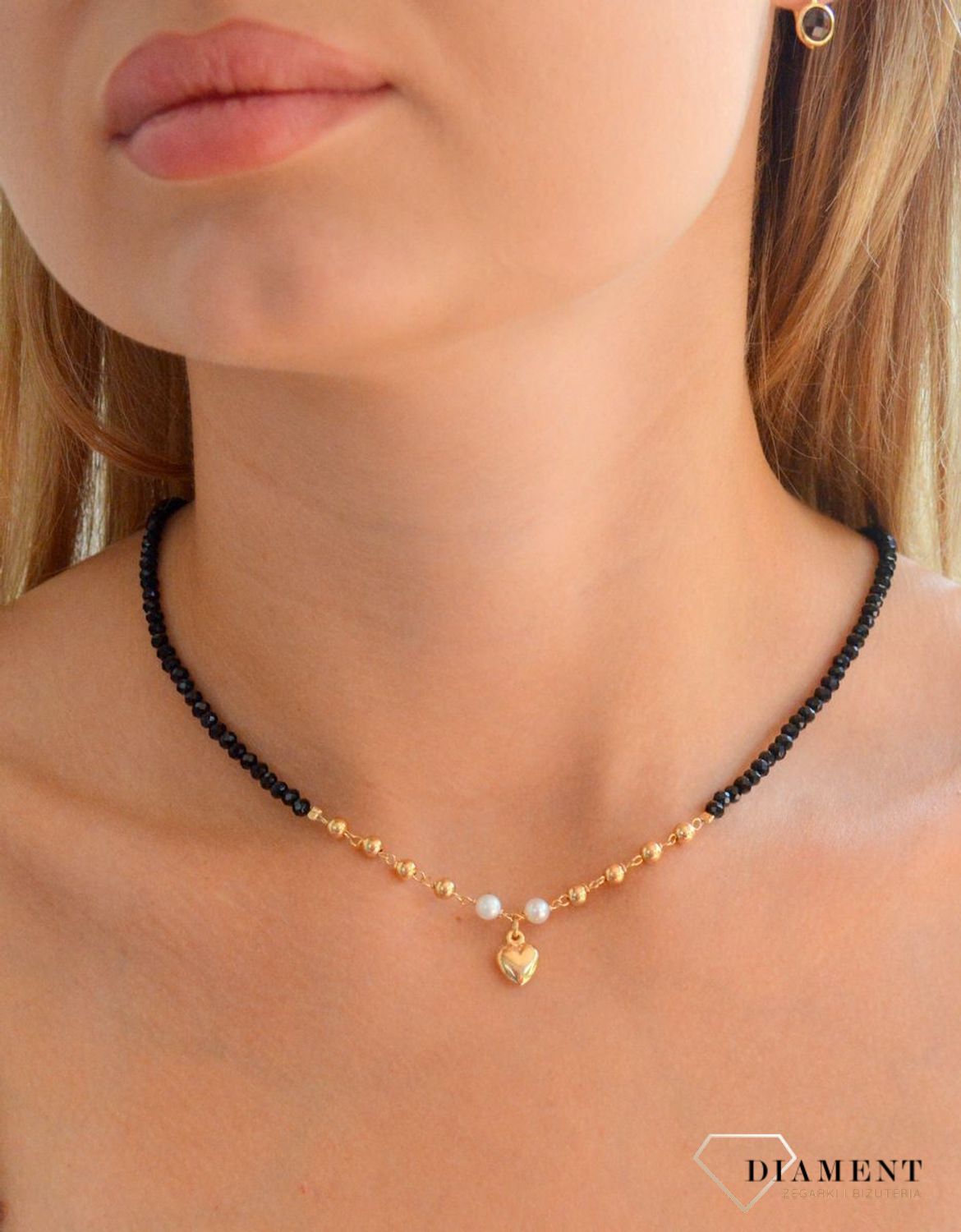 Srebrny naszyjnik damski 925 czarno-złoty z perełkami i sercem DIA-NSZ-11786-925 (2).jpg