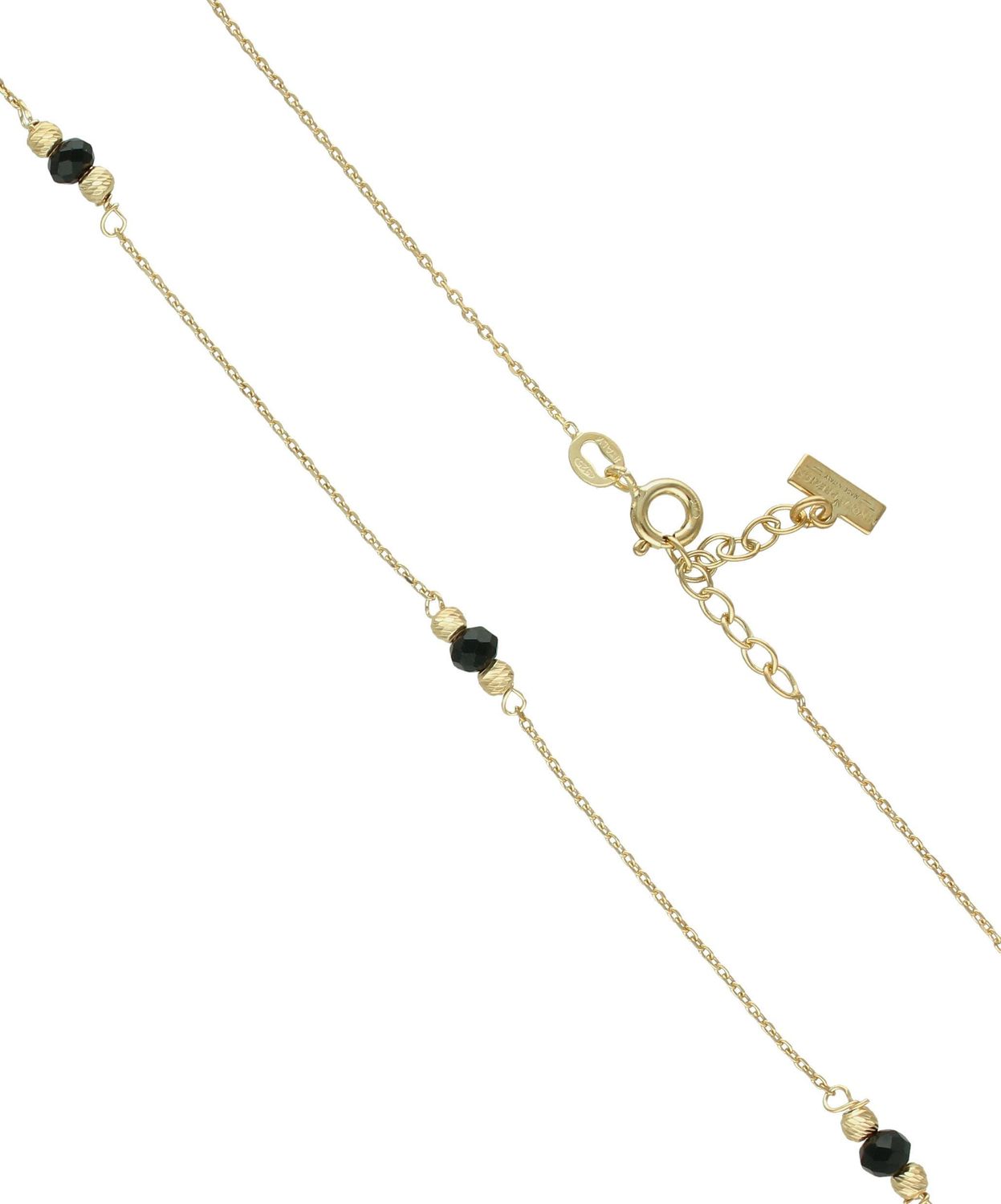 Srebrny naszyjnik damski 925 pozłacana celebrytka z kulkami i czarnymi koralikami DIA-NSZ-11787-925 (2).jpg