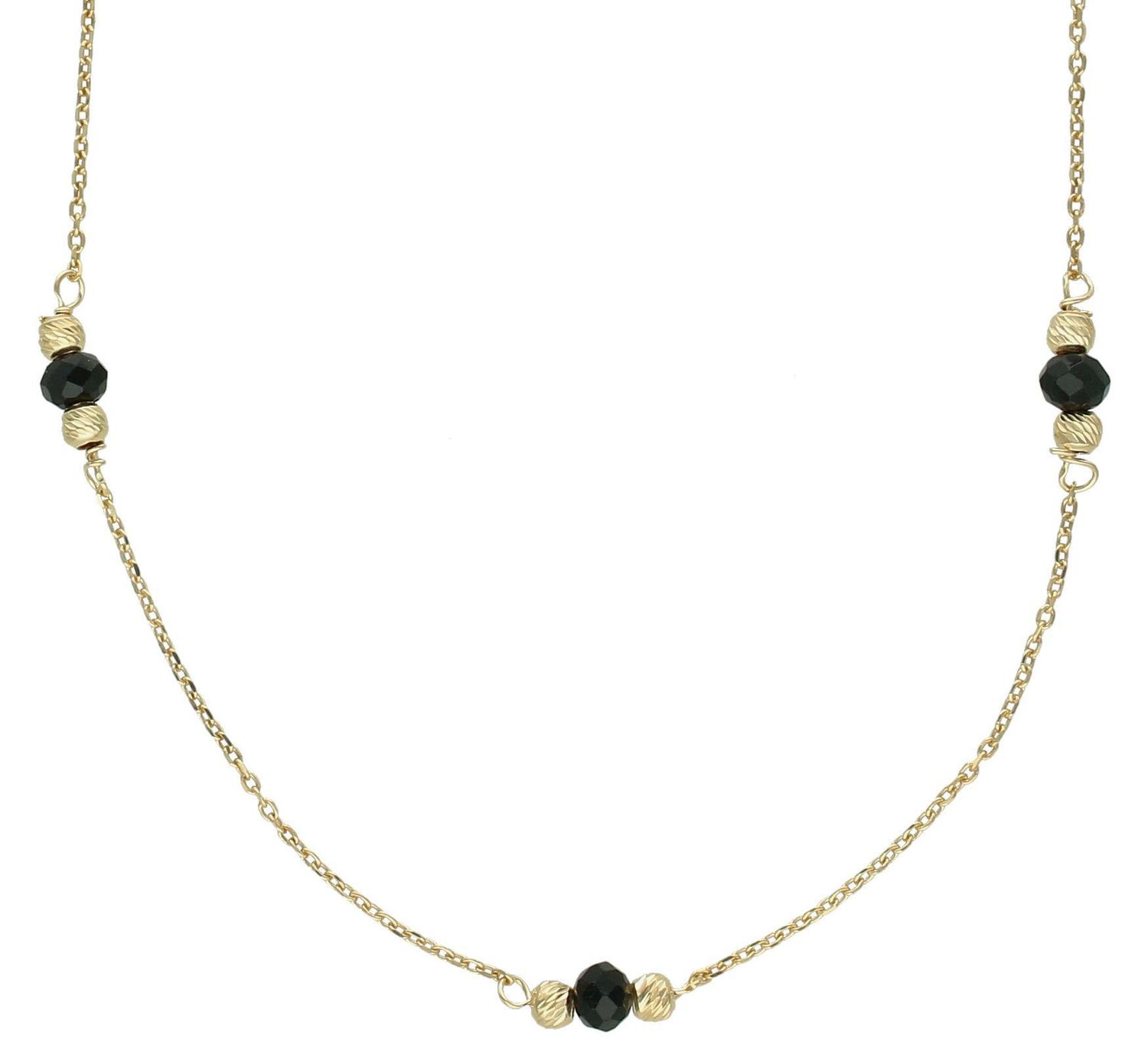 Srebrny naszyjnik damski 925 pozłacana celebrytka z kulkami i czarnymi koralikami DIA-NSZ-11787-925 (2).jpg