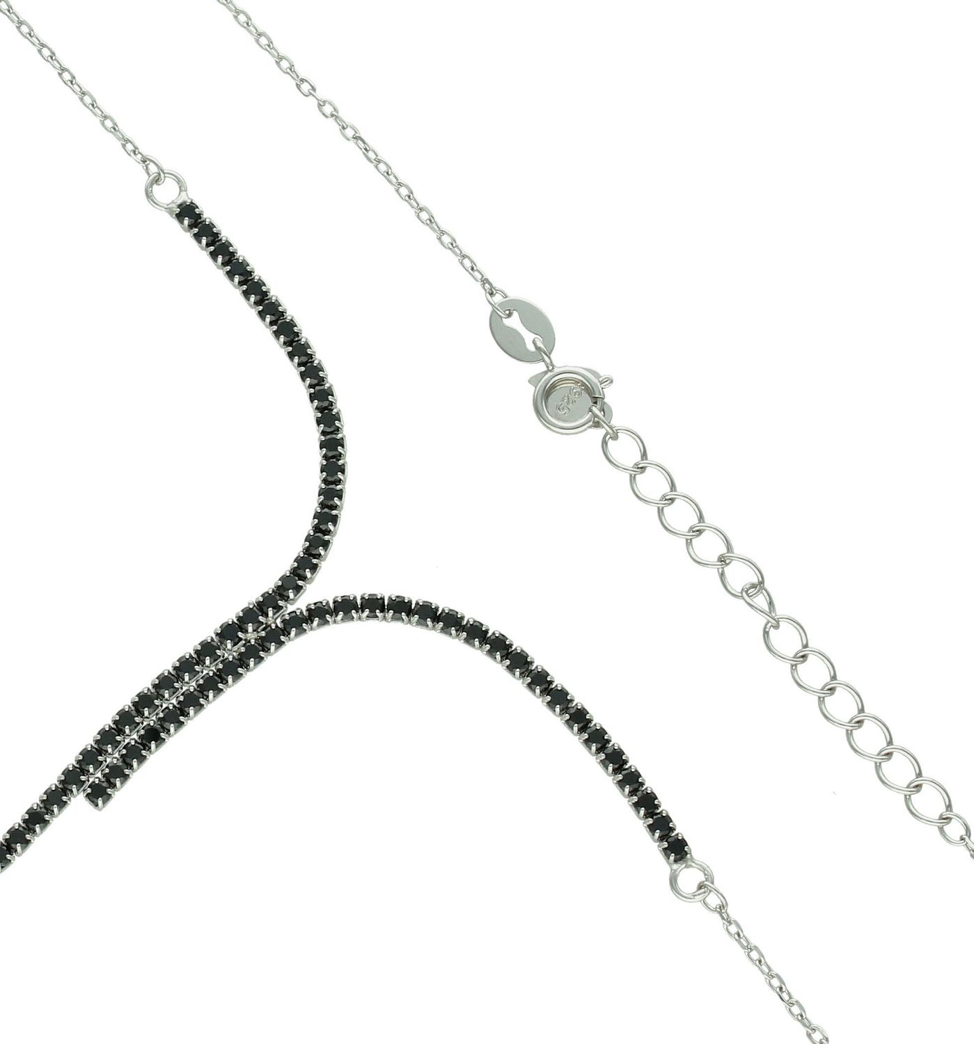 Srebrny naszyjnik damski 925 celebrytka z wiszącymi czarnymi cyrkoniami DIA-NSZ-11789-925. Srebrny naszyjnik damski. Naszyjnik srebrny damski celebrytka. Naszyjnik dla kobiety. Modny naszyjnik damski. Srebrny naszyjnik idealny na preze (1).jpg