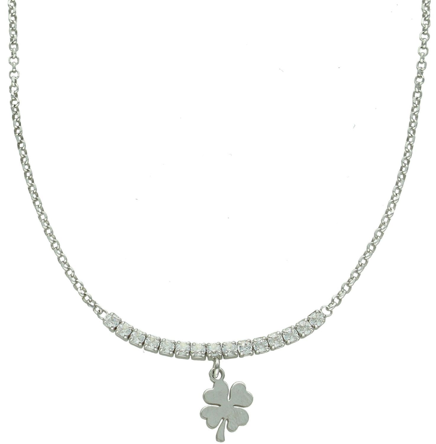 Srebrny naszyjnik damski 925 celebrytka z wiszącą koniczyną i paskiem cyrkonii DIA-NSZ-11790-925 (1).jpg