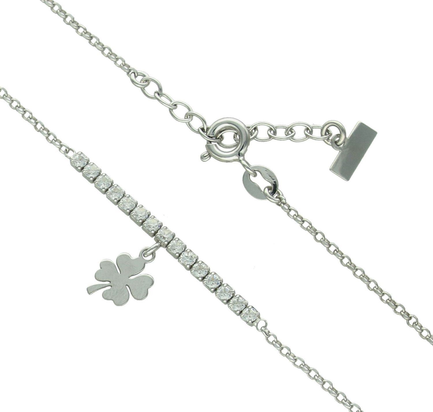 Srebrny naszyjnik damski 925 celebrytka z wiszącą koniczyną i paskiem cyrkonii DIA-NSZ-11790-925 (1).jpg