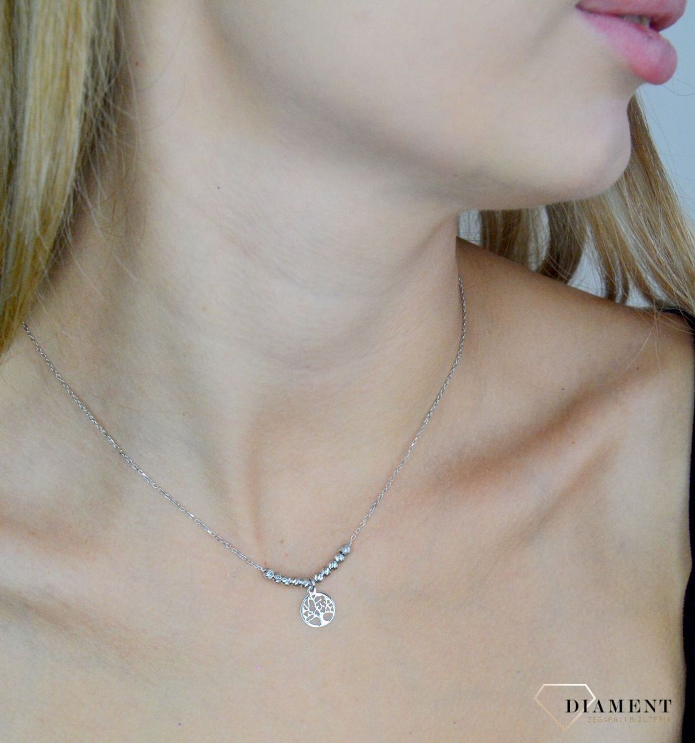 Srebrny naszyjnik damski 925 celebrytka drzewko szczęścia z kuleczkami DIA-NSZ-11791-925 (1).jpg