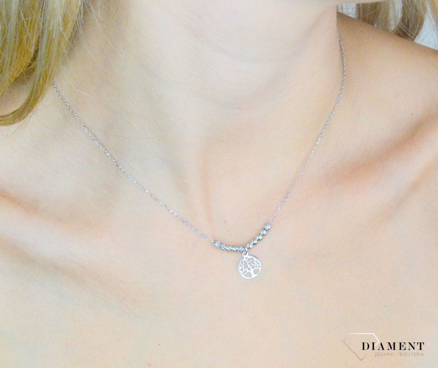 Srebrny naszyjnik damski 925 celebrytka drzewko szczęścia z kuleczkami DIA-NSZ-11791-925 (1).jpg