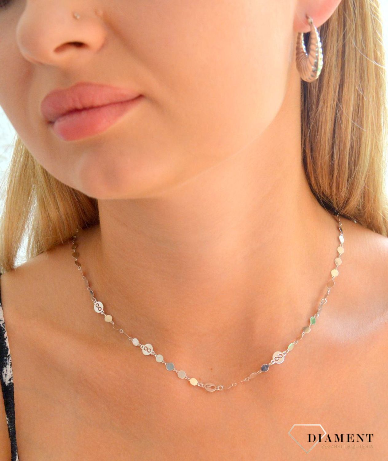 Srebrny naszyjnik damski 925 ozdobny łańcuszek płaskie okrągłe blaszki DIA-NSZ-11792-925 (3).jpg