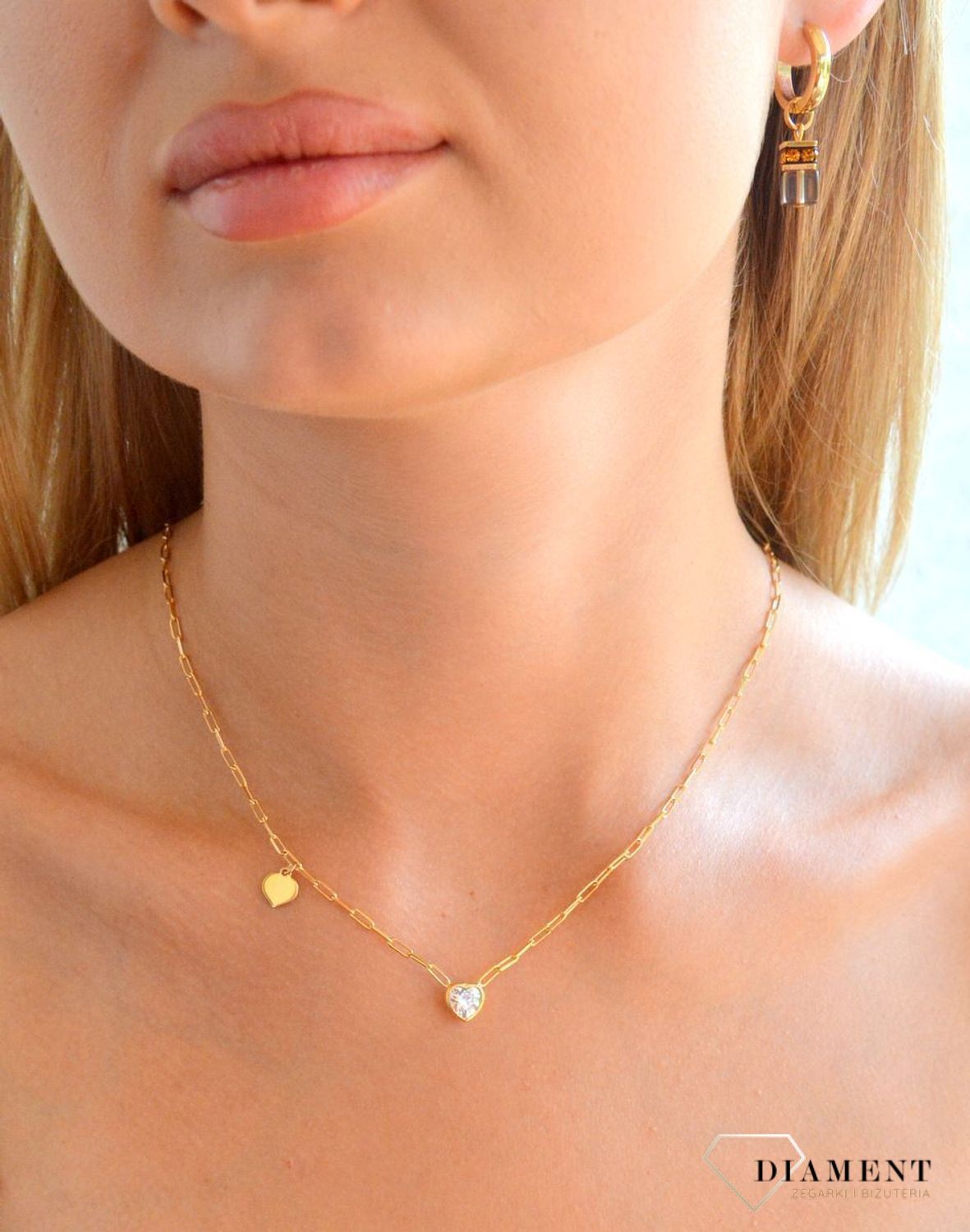 Srebrny naszyjnik damski 925 ozdobny łańcuszek spinaczowy z serduszkami DIA-NSZ-11793-925 (1).jpg