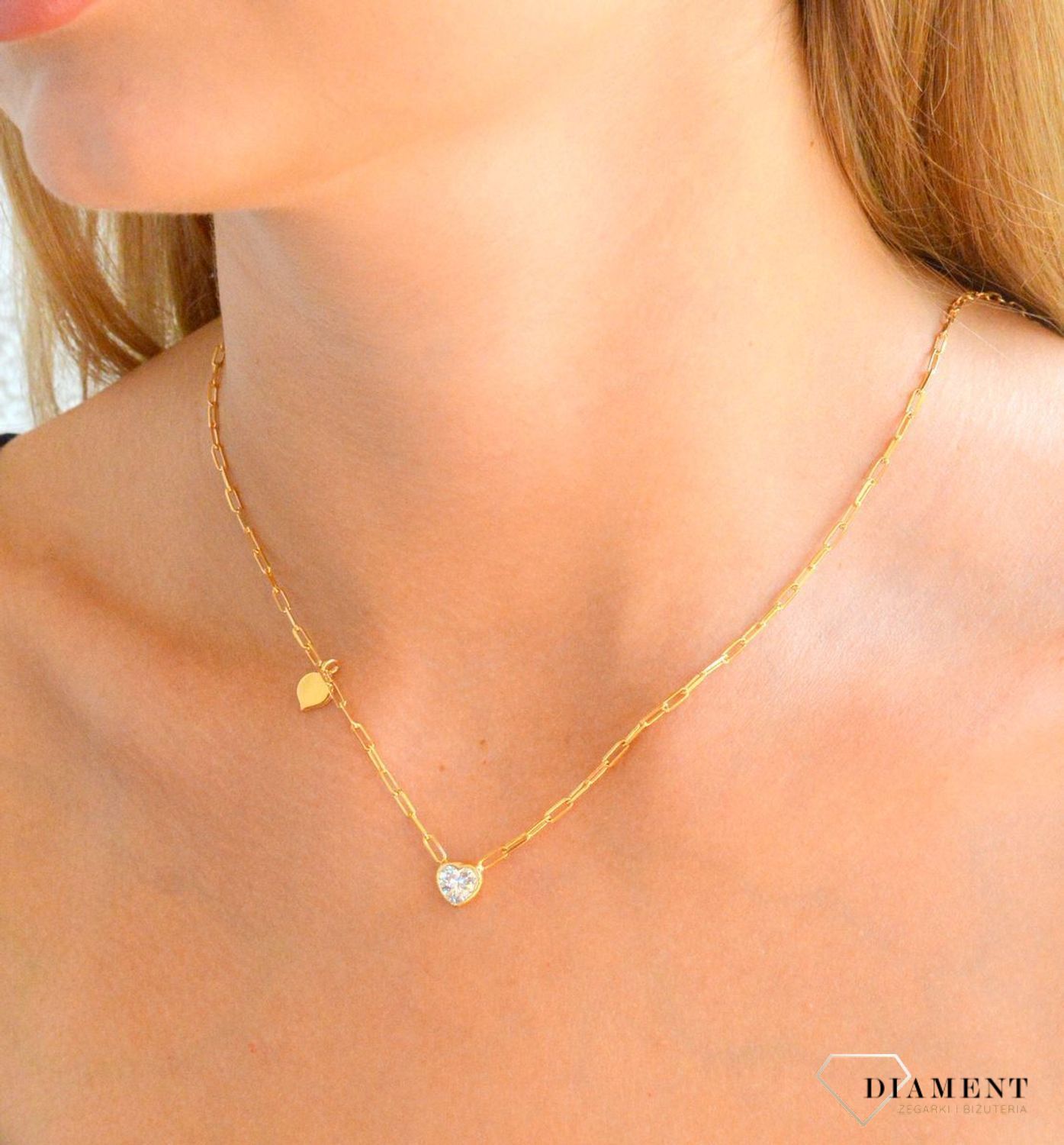 Srebrny naszyjnik damski 925 ozdobny łańcuszek spinaczowy z serduszkami DIA-NSZ-11793-925 (1).jpg