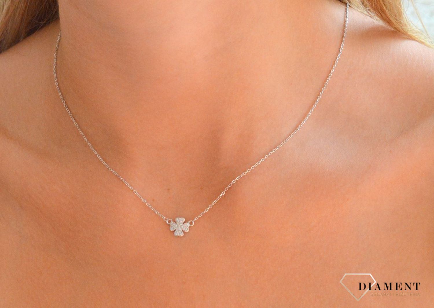 Srebrny naszyjnik damski 925 celebrytka z koniczynką DIA-NSZ-11890-925 (2).jpg