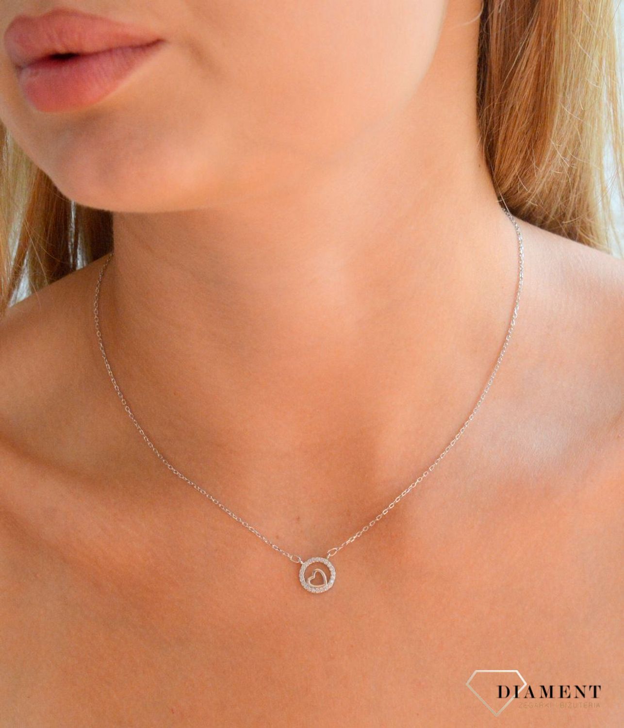 Srebrny naszyjnik damski 925 celebrytka z sercem i cyrkoniami DIA-NSZ-11891-925 (2).jpg