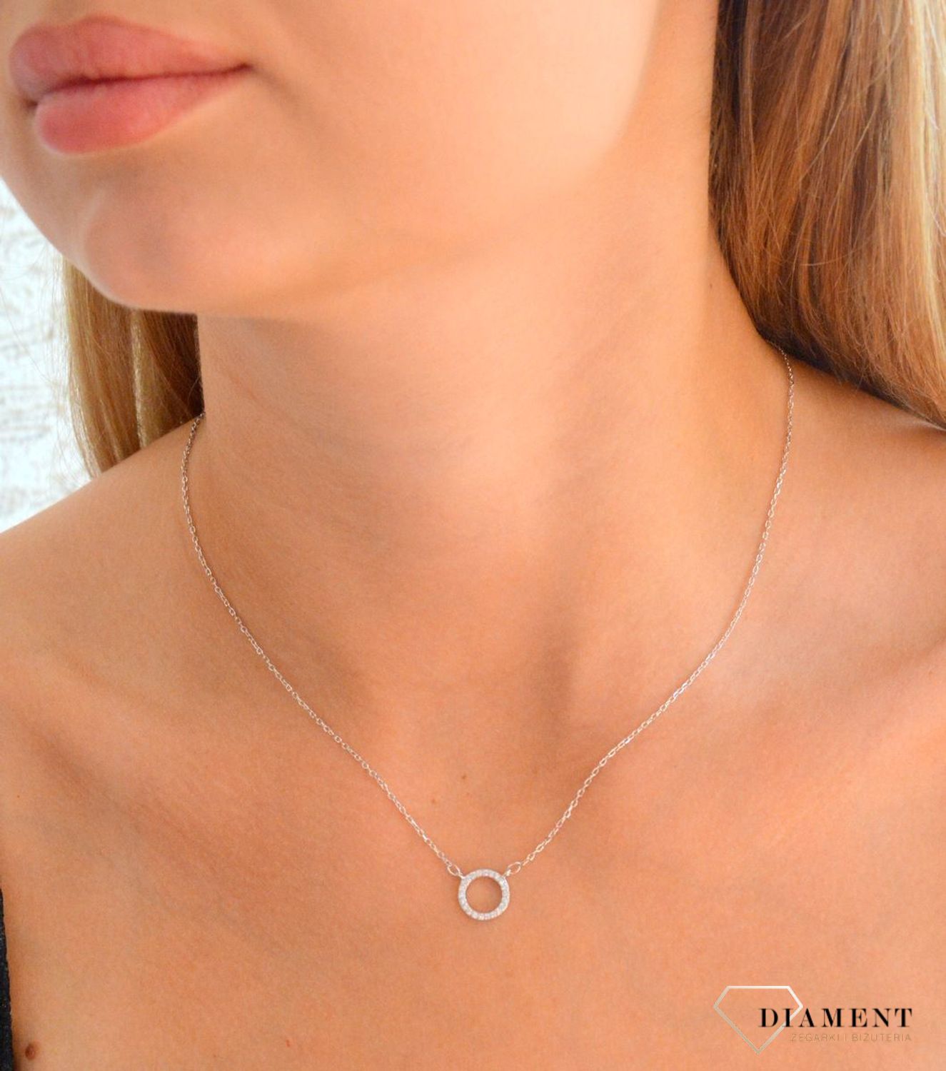 Srebrny naszyjnik damski 925 celebrytka kółko z cyrkoniami DIA-NSZ-11892-925 (1).jpg