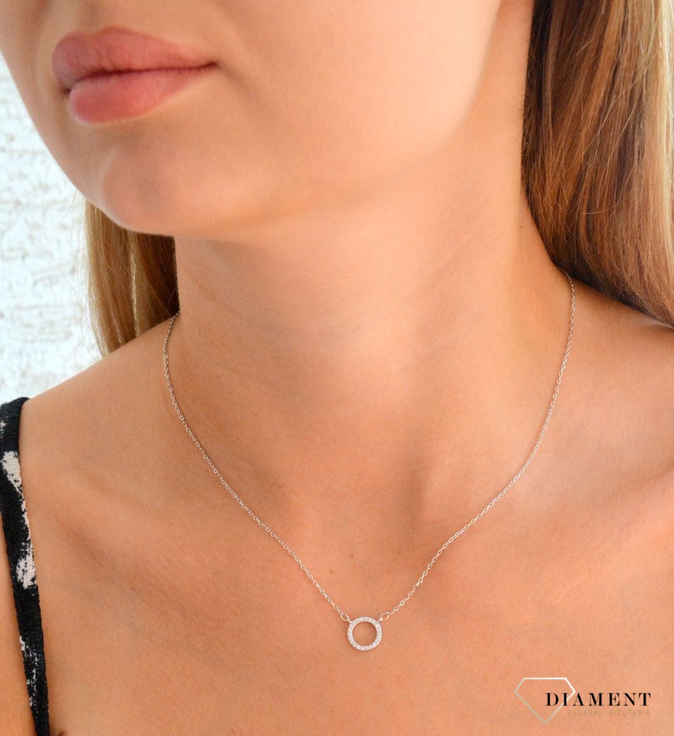 Srebrny naszyjnik damski 925 celebrytka kółko z cyrkoniami DIA-NSZ-11892-925 (1).jpg