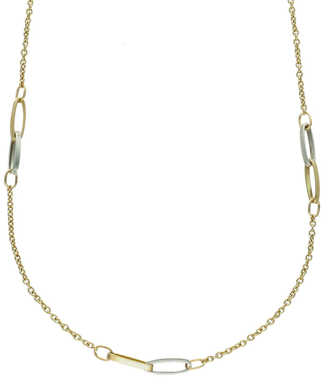 Złoty naszyjnik damski 585 celebrytka z dodatkiem białego złota DIA-NSZ-11996-585. Złoty naszyjnik damski. Złoty naszyjnik próby 585. Naszyjnik złoty damski z perłami. Naszyjnik z perłami i blaszkami na prezent (1).jpg