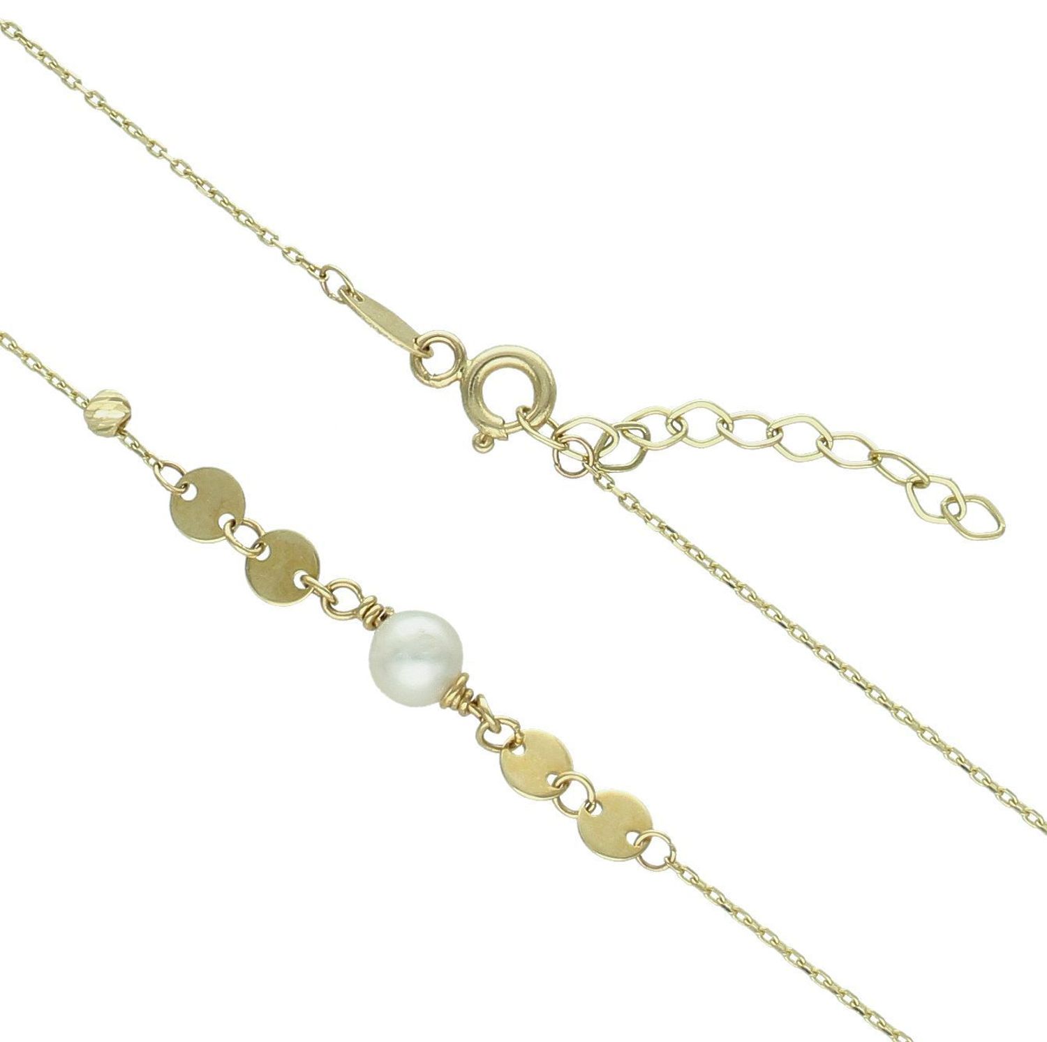 Złoty naszyjnik damski 585 celebrytka płaskie kółeczka z perłami DIA-NSZ-11997-585. Złoty naszyjnik damski. Złoty naszyjnik próby 585. Naszyjnik złoty damski z perłami. Naszyjnik z perłami i blaszkami na prezent (2).jpg