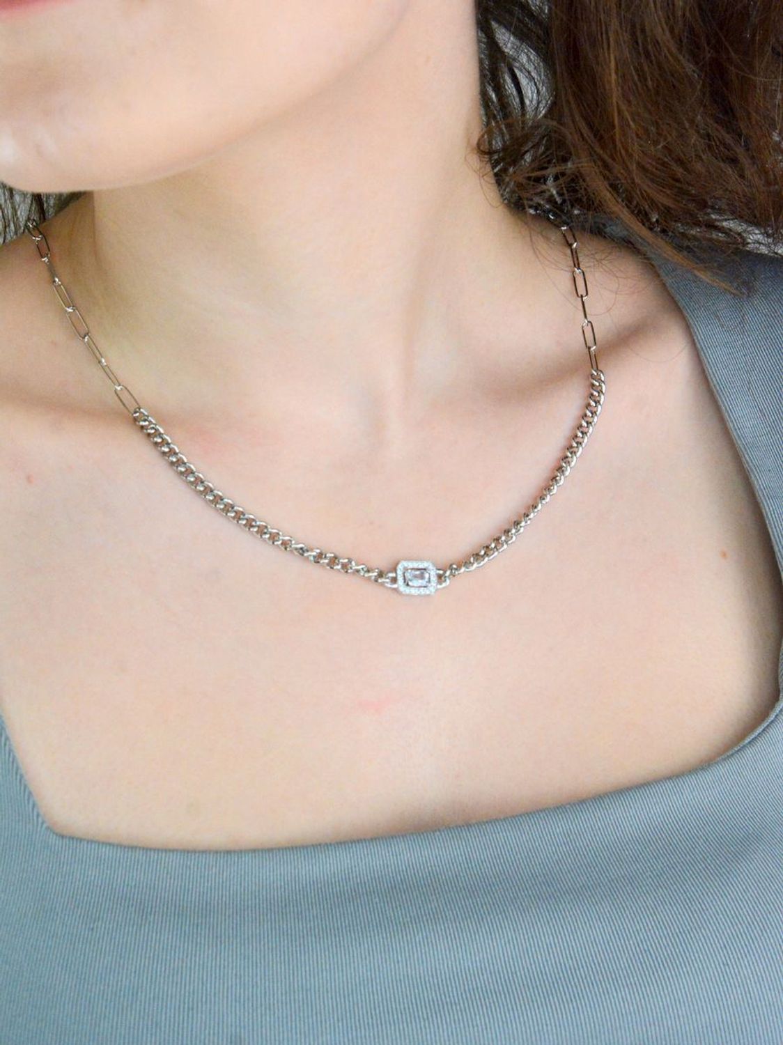 Srebrny naszyjnik damski 925 łączone sploty z cyrkonią DIA-NSZ-12013-925. Srebrny naszyjnik damski. srebrny naszyjnik na prezent. Naszyjnik srebrny dla kobiety z cyrkonią.1.jpg