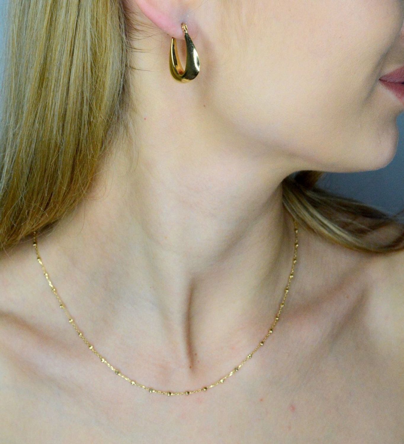 Naszyjnik złoty choker złoty z diamentowanymi kuleczkami i serce próba 585, DIA-NSZ-12165-585  Delikatny naszyjnik wykonany z najwyższej jakości złota próby 585. Łańcuszek z grawerowanymi.jpg