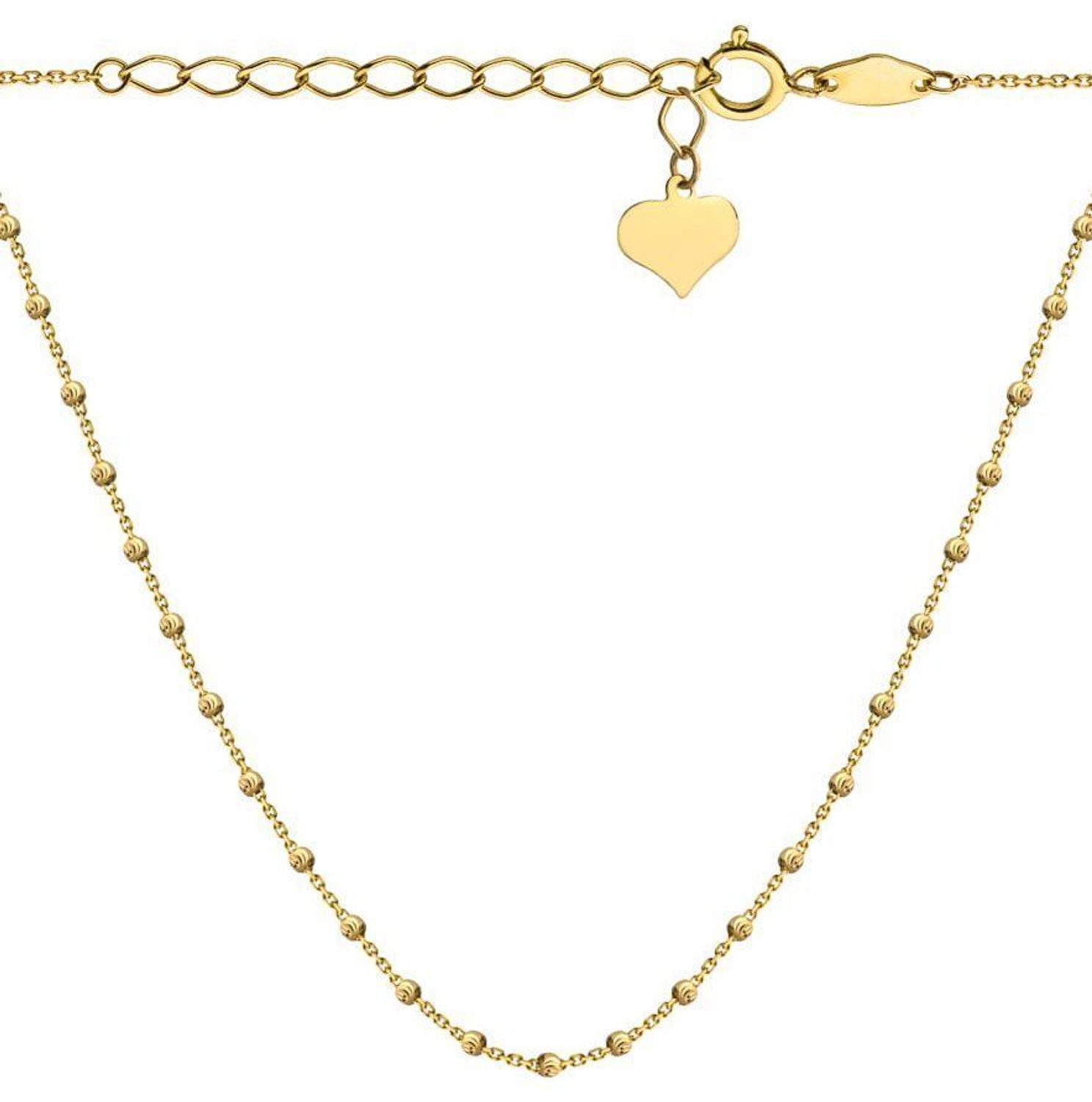 Naszyjnik złoty choker złoty z diamentowanymi kuleczkami i serce próba 585, DIA-NSZ-12165-585  Delikatny naszyjnik wykonany z najwyższej jakości złota próby 585. Łańcuszek z grawerowanymi.jpg