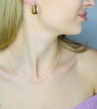 Naszyjnik złoty choker złoty z diamentowanymi kuleczkami i serce próba 585, DIA-NSZ-12165-585  Delikatny naszyjnik  (1).JPG