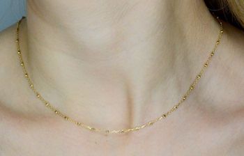 Naszyjnik złoty choker złoty z diamentowanymi kuleczkami i serce próba 585, DIA-NSZ-12165-585  Delikatny naszyjnik  (5).JPG