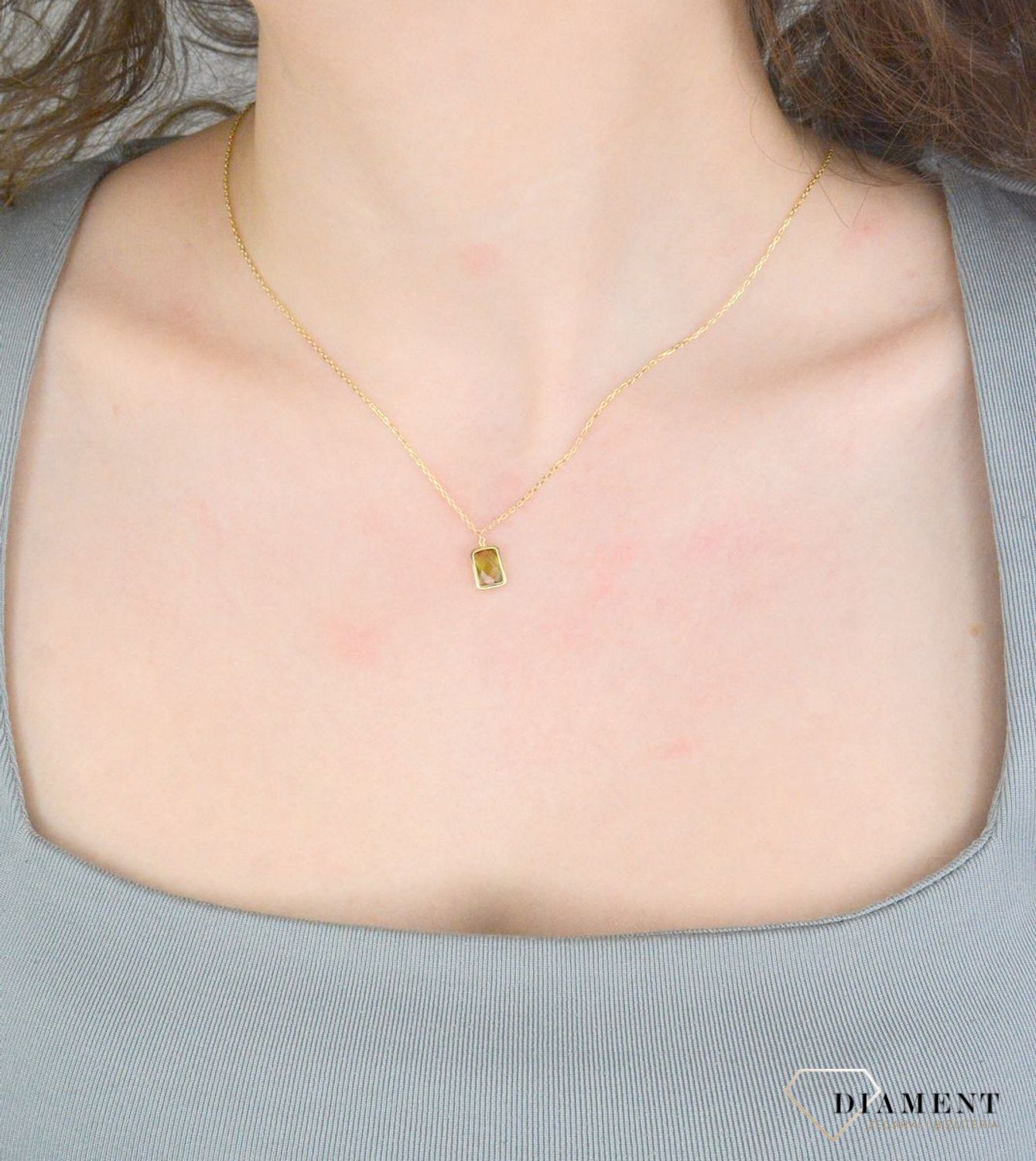 Naszyjnik złoty cyrkonia próba 585, DIA-NSZ-12166-585, Delikatny naszyjnik wykonany z najwyższej jakości złota próby 585. Złoty naszyjnik idealnie sprawdzi się w minimalistycznych zestawieniach na co dzień, ujmując.jpg