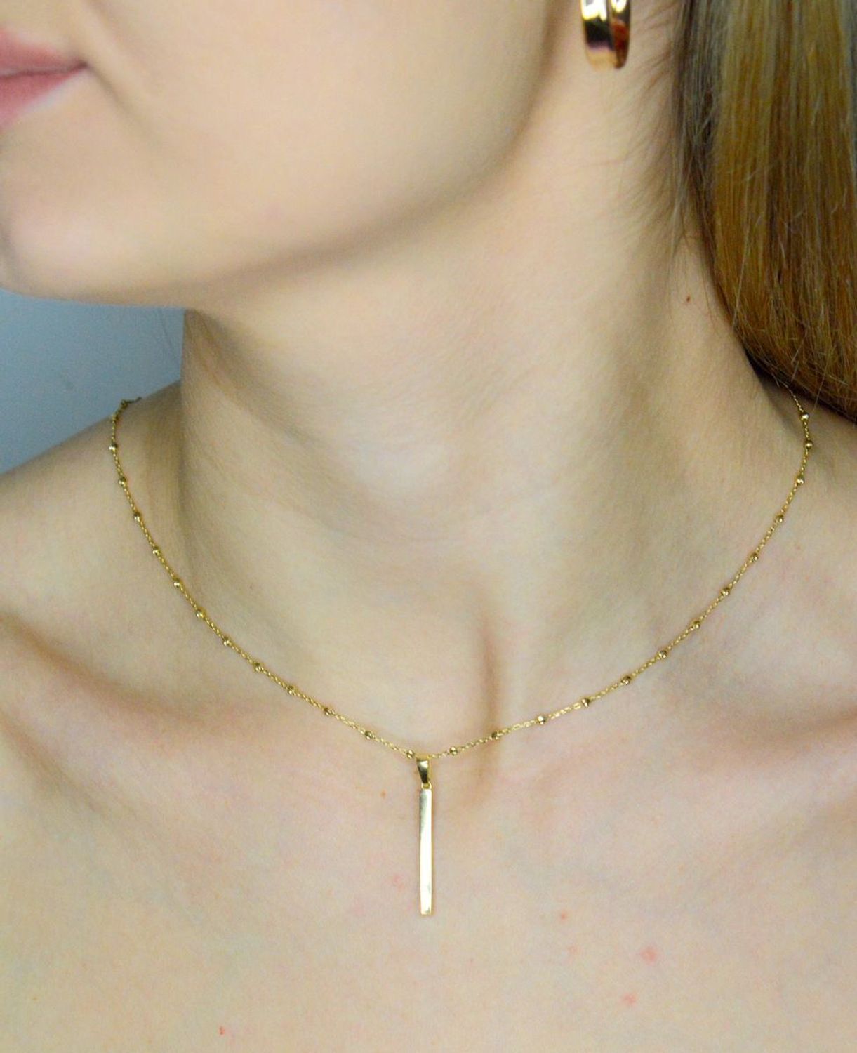 Naszyjnik złoty choker złoty z diamentowanymi kuleczkami próba 585, DIA-NSZ-12168-585  Delikatny naszyjnik wykonany z najwyższej jakości złota próby 585. Łańcuszek z grawerowanymi.jpg