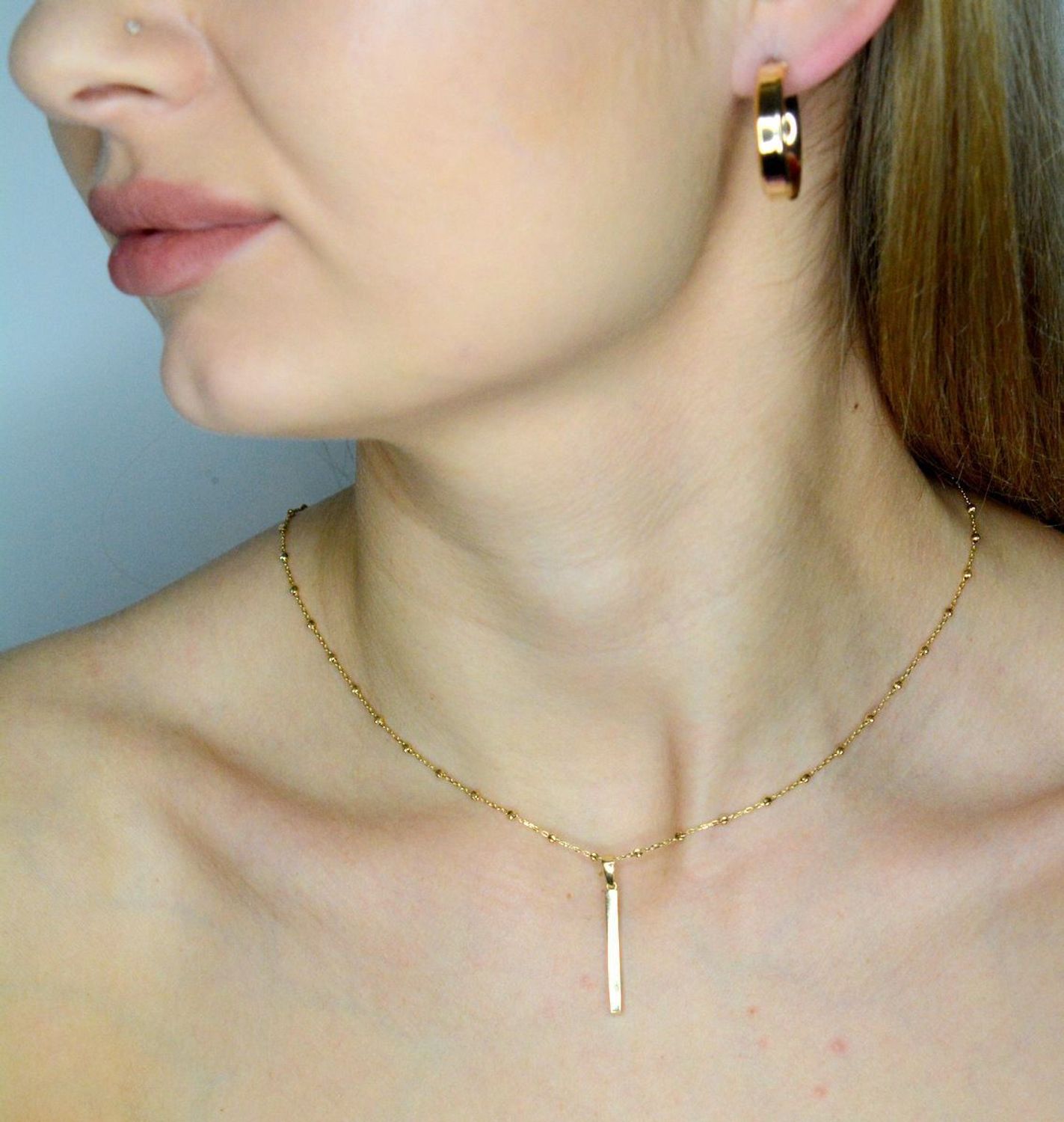 Naszyjnik złoty choker złoty z diamentowanymi kuleczkami próba 585, DIA-NSZ-12168-585  Delikatny naszyjnik wykonany z najwyższej jakości złota próby 585. Łańcuszek z grawerowanymi.jpg