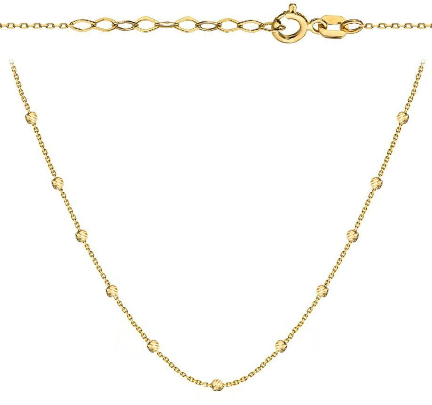 Naszyjnik złoty choker złoty z diamentowanymi kuleczkami próba 585, DIA-NSZ-12168-585  Delikatny naszyjnik wykonany z najwyższej jakości złota próby 585. Łańcuszek z grawerowanymi.jpg