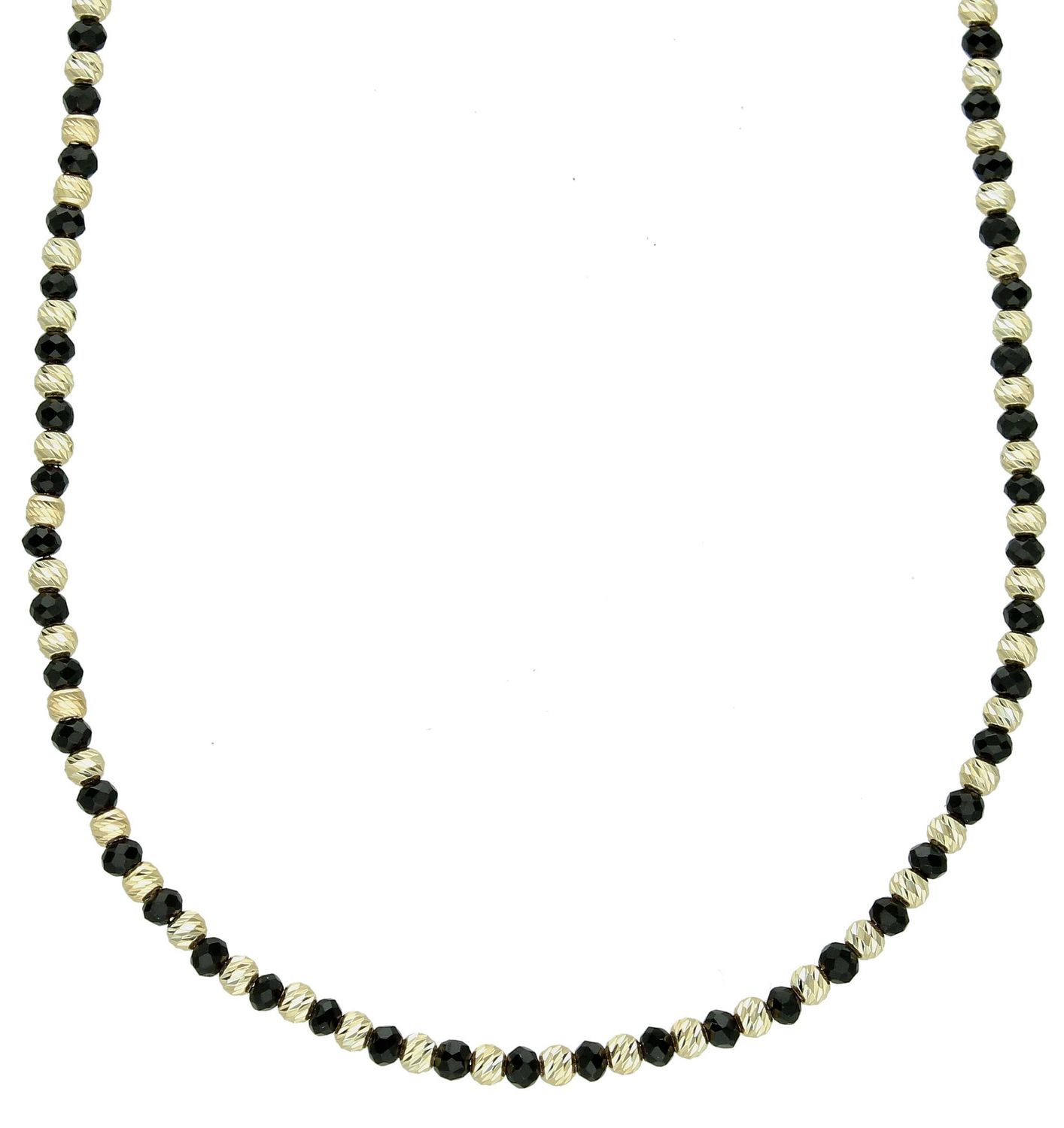 Srebrny naszyjnik damski 925 pozłacane i czarne koraliki DIA-NSZ-12362-925 Naszyjnik wykonany z najwyższej jakości srebra. Idealny pomysł na prezent dla każdej kobiety..jpg