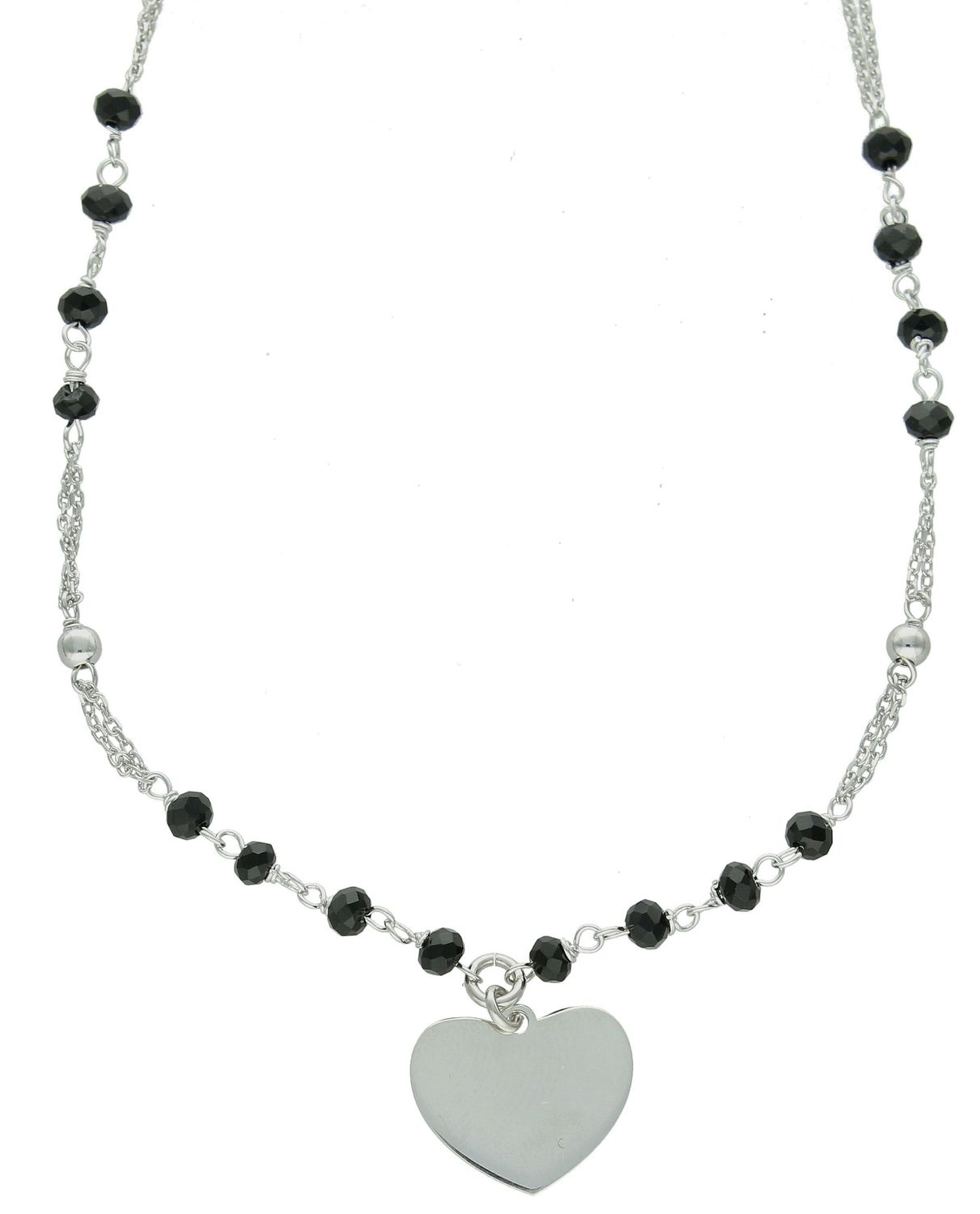 Srebrny naszyjnik damski 925 z czarnymi koralikami DIA-NSZ-12363-925. Naszyjnik wykonany z najwyższej jakości srebra. Idealny pomysł na prezent dla każdej kobiety..jpg