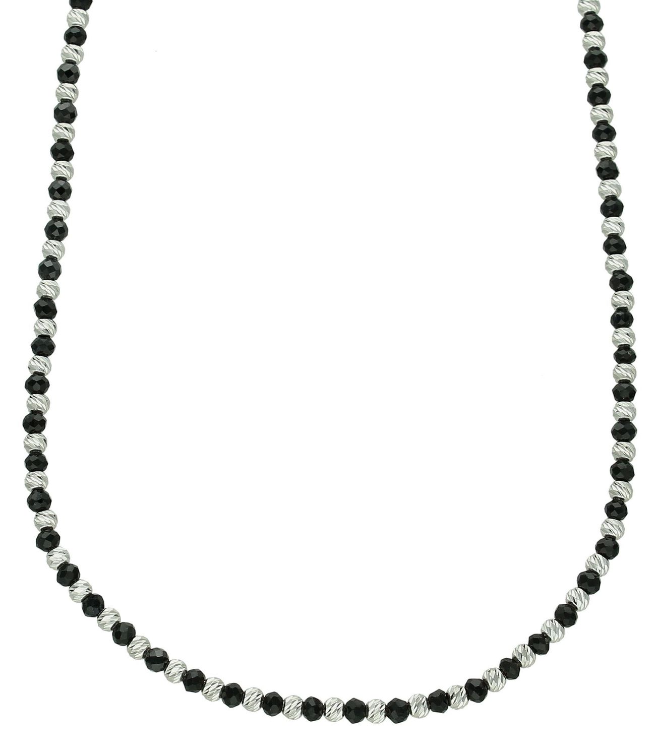 Srebrny naszyjnik damski 925 srebrne i czarnymi koralikami DIA-NSZ-12364-925  Naszyjnik wykonany z najwyższej jakości srebra. Idealny pomysł na prezent dla każdej kobiety. Naszyjnik wykonany z próby 925, 1.jpg