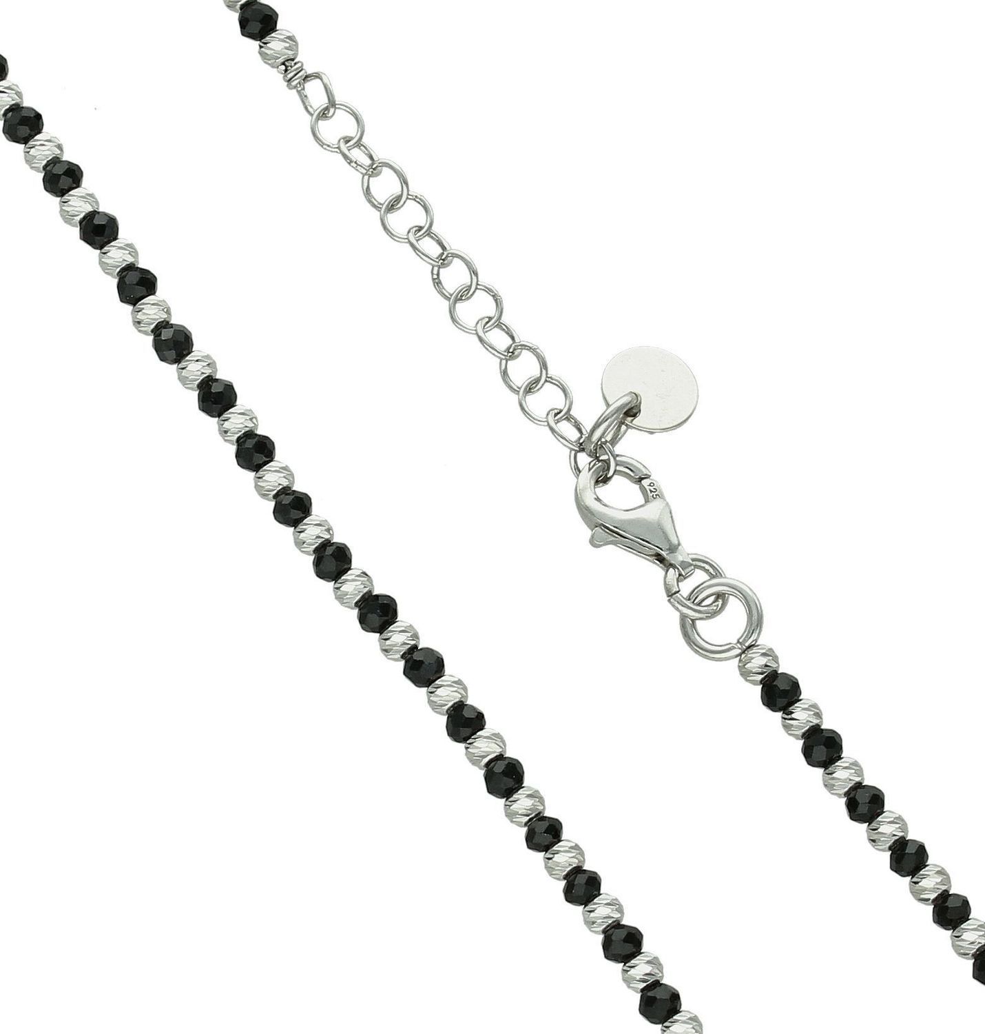 Srebrny naszyjnik damski 925 srebrne i czarnymi koralikami DIA-NSZ-12364-925  Naszyjnik wykonany z najwyższej jakości srebra. Idealny pomysł na prezent dla każdej kobiety. Naszyjnik wykonany z próby 925, 1.jpg