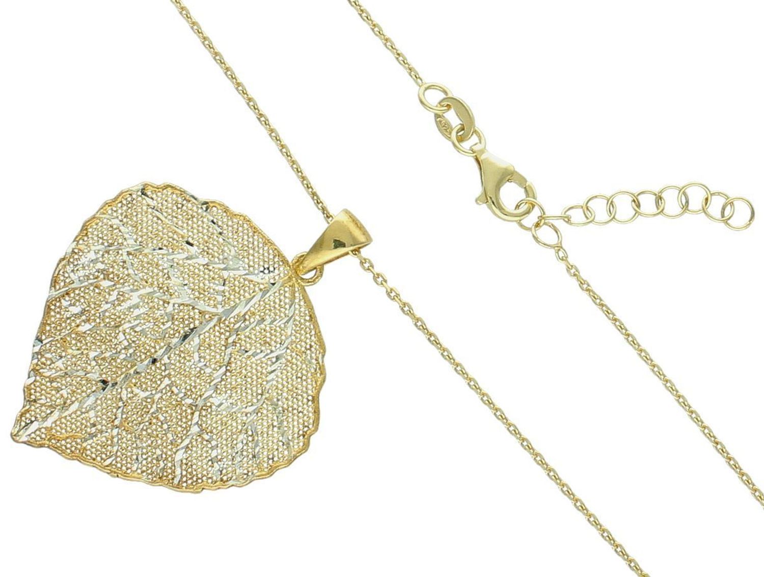 Pozłacany srebrny naszyjnik celebrytka z zawieszką liścia  Srebro 925  42 cm + 3 cm (2).jpg