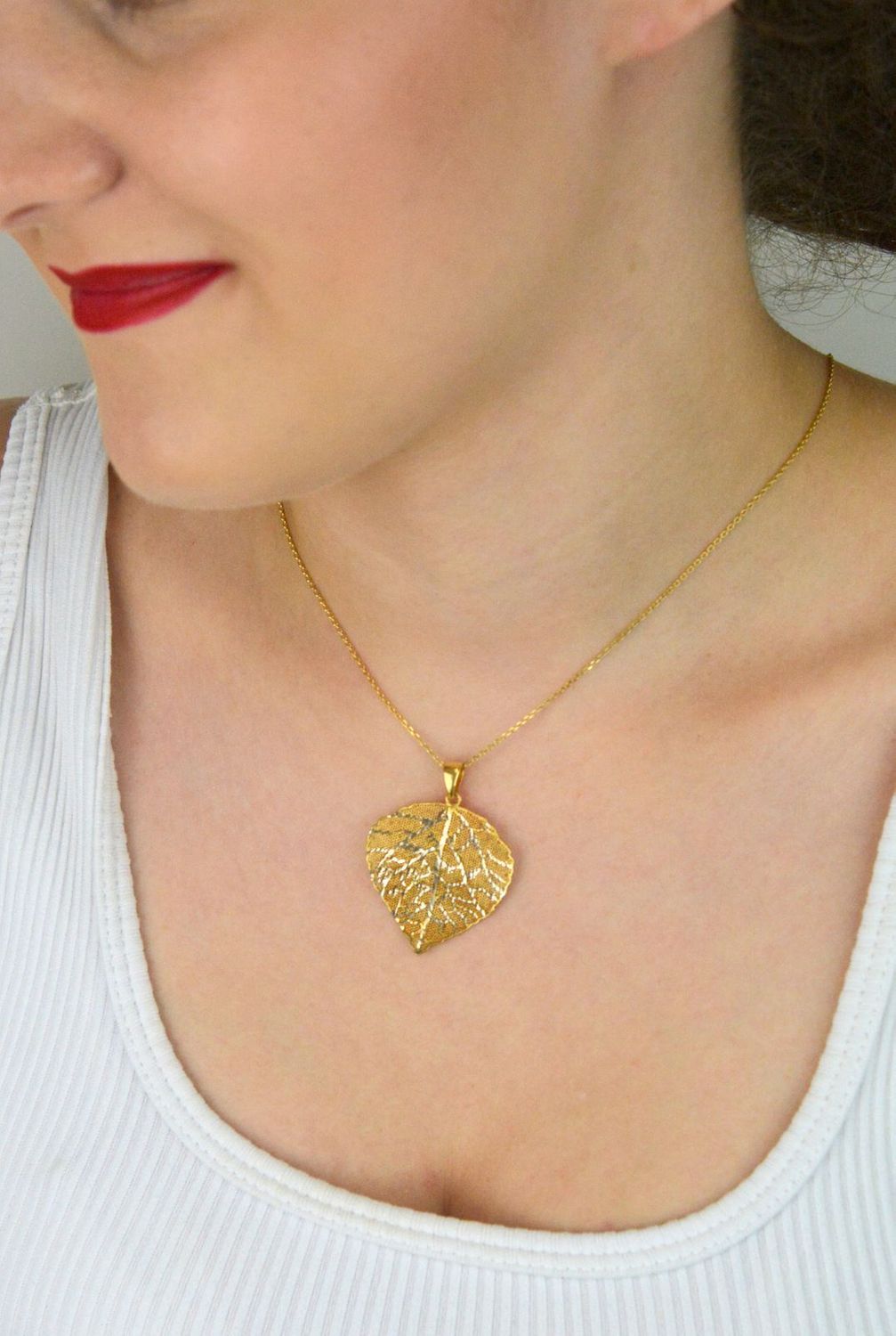 Pozłacany srebrny naszyjnik celebrytka z zawieszką liścia  Srebro 925  42 cm + 3 cm (2).jpg