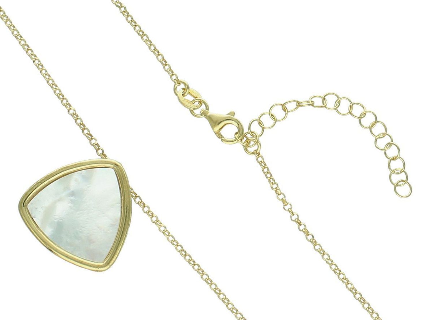 naszyjnik srebrny damski, naszyjnik pozłacany, zawieszka trójkąt, masa perłowa, srebro próba 925, biżuteria damska, DIA-NSZ-12374-925, elegancki naszyjnik1.jpg