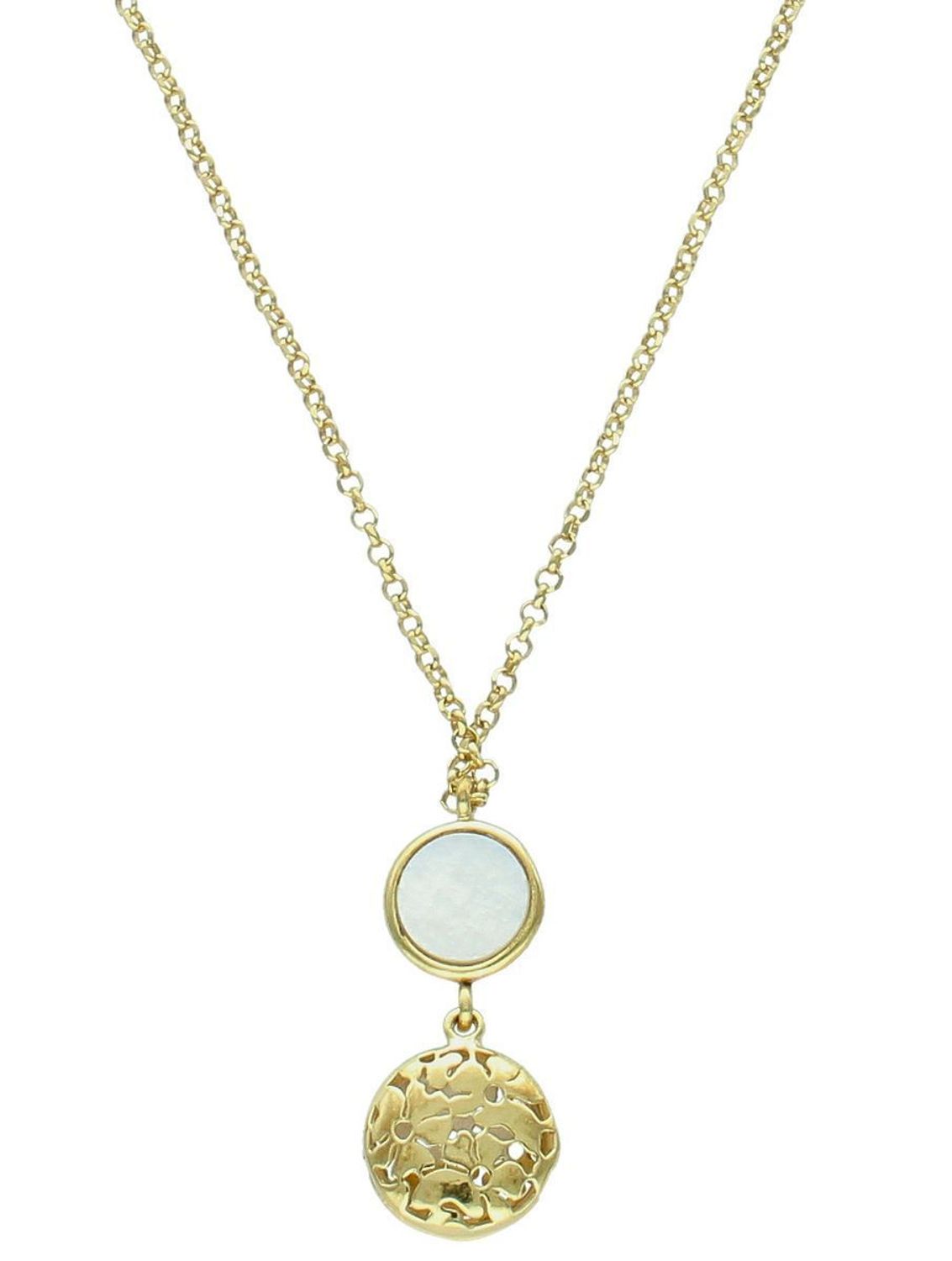 Naszyjnik damski pozłacany ze srebra 925 z zawieszką masa perłowa i delikatne kwiatki. Długość 40 cm. Waga 3,50 g. Lekka i kobieca biżuteria na każdą okazję.1.jpg