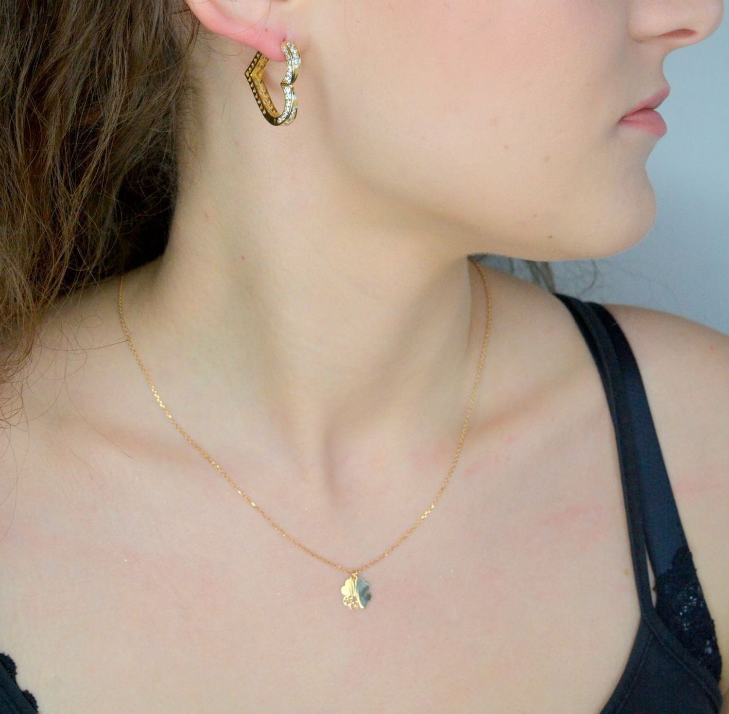 Naszyjnik celebrytka koniczynka pozłacana próba 925, DIA-NSZ-12440-925.jpg