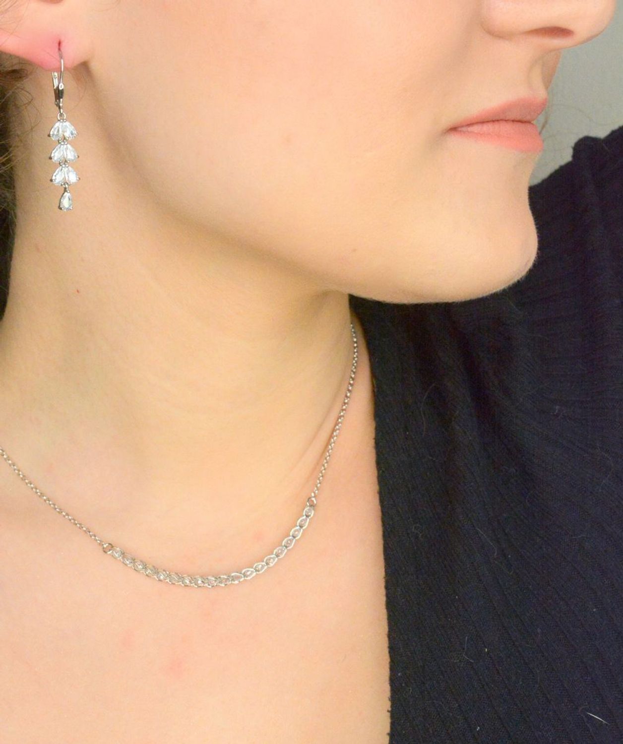 Naszyjnik srebrny damski zdobiony kryształkami próba 925, DIA-NSZ-12441-925 Ag.jpg